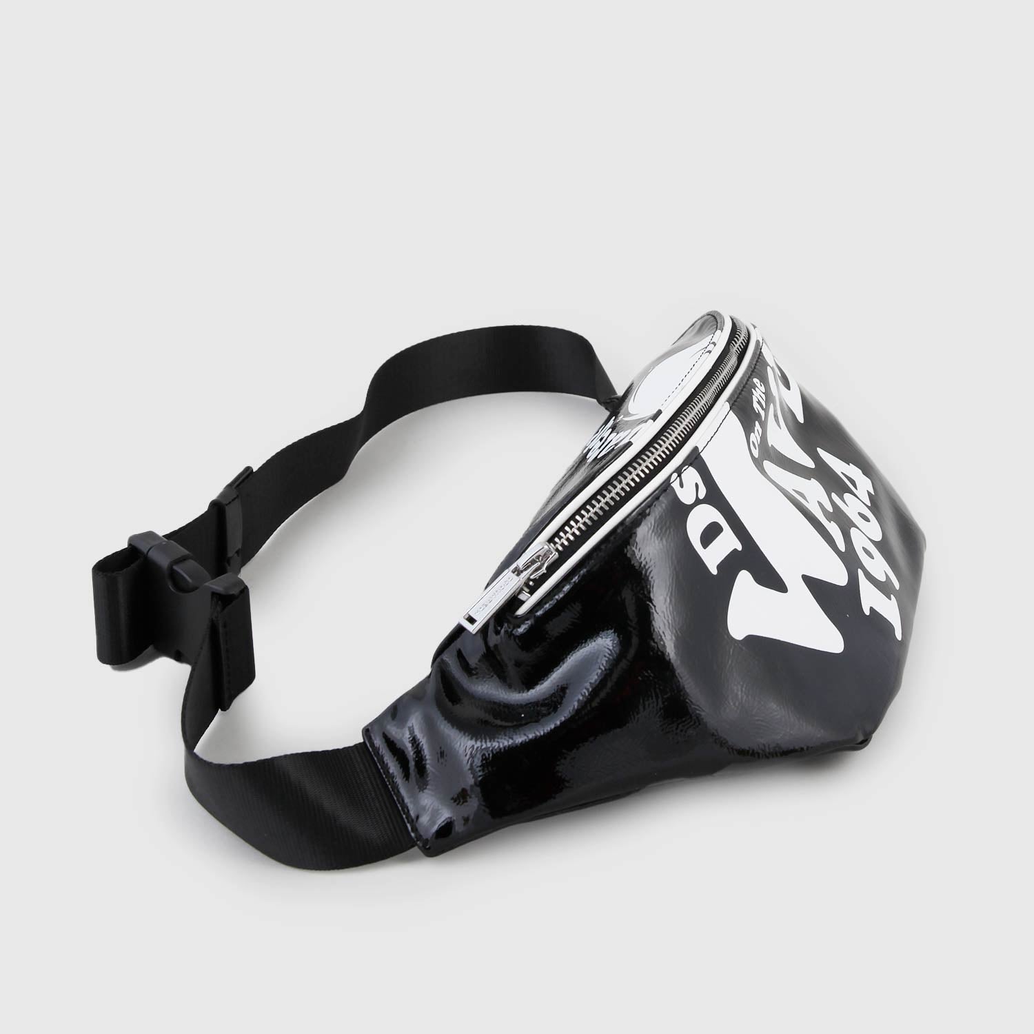 shiny bum bag with 1964 wave print