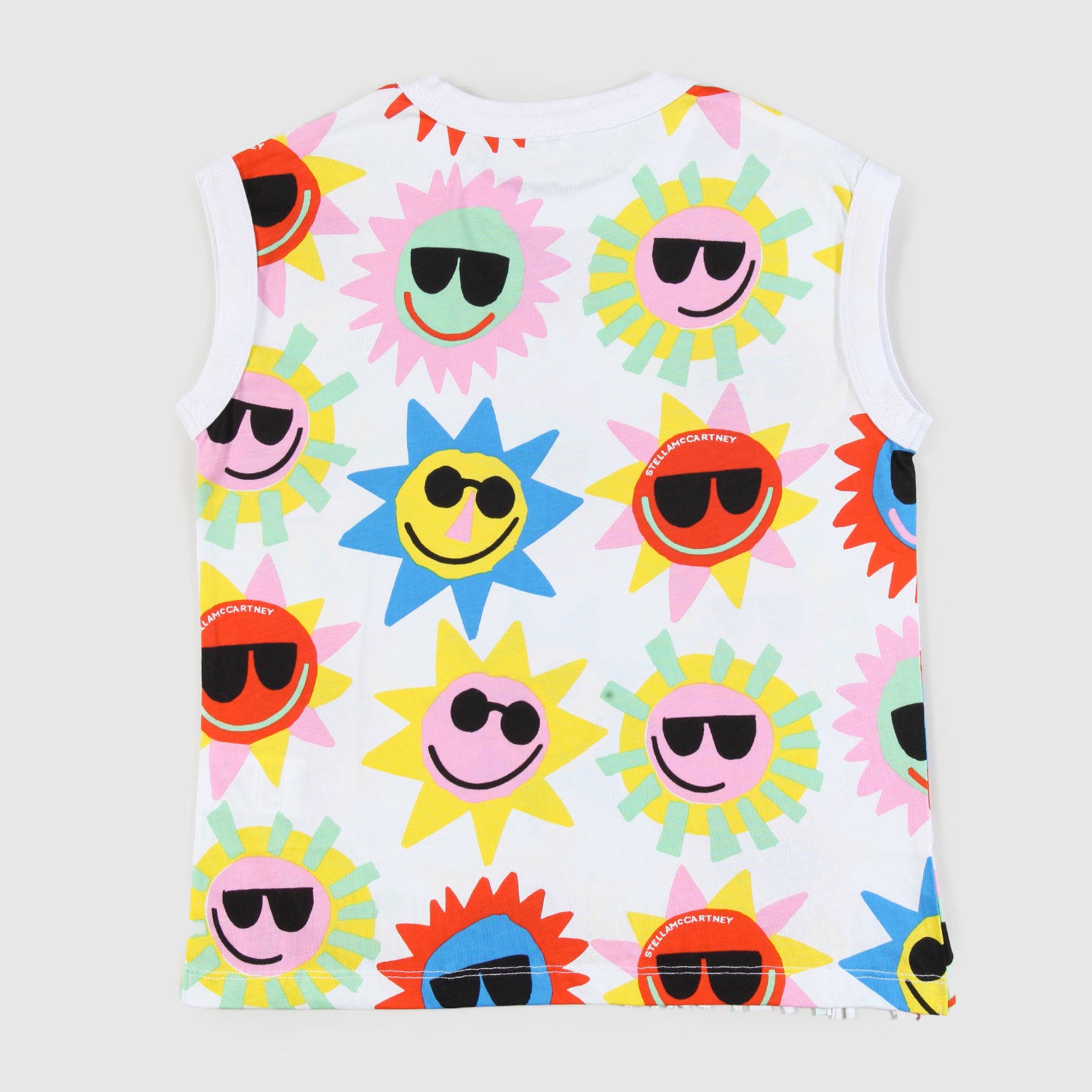 t-shirt canotta bianca con sole ragazza - annameglio.com abbigliamento moda