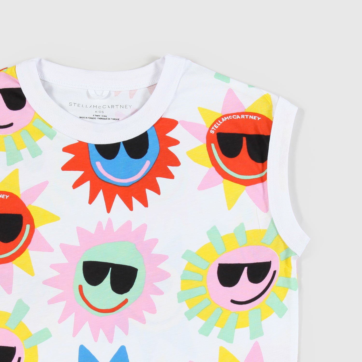 t-shirt canotta bianca con sole ragazza - annameglio.com abbigliamento moda