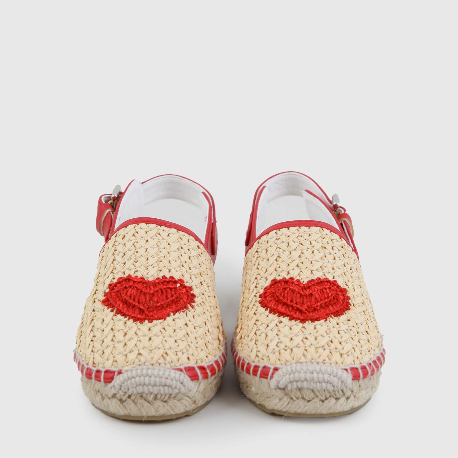 espadrillas in rafia con cuore rosso ragazza - annameglio.com abbigliamento moda