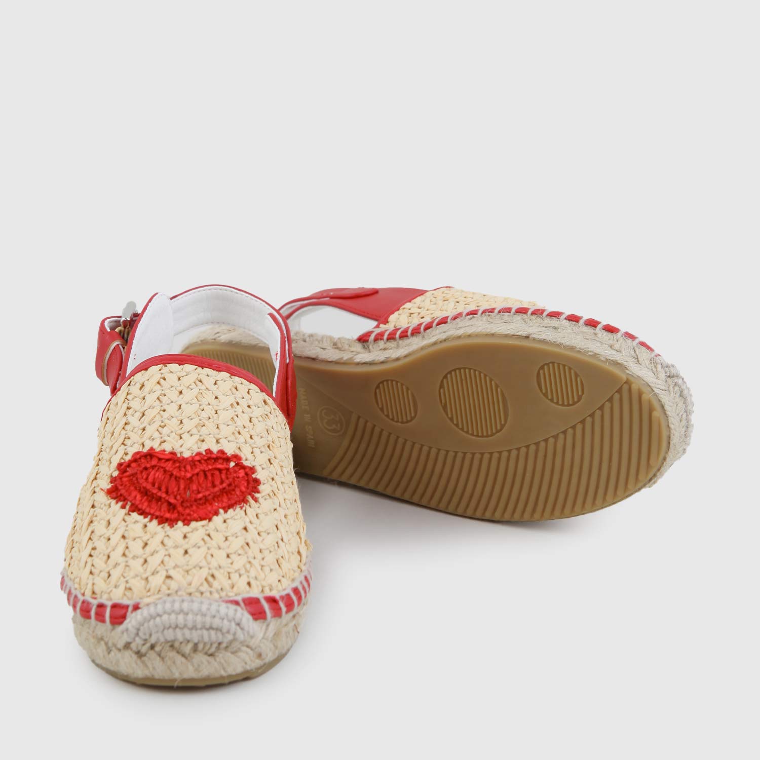 espadrillas in rafia con cuore rosso ragazza - annameglio.com abbigliamento moda