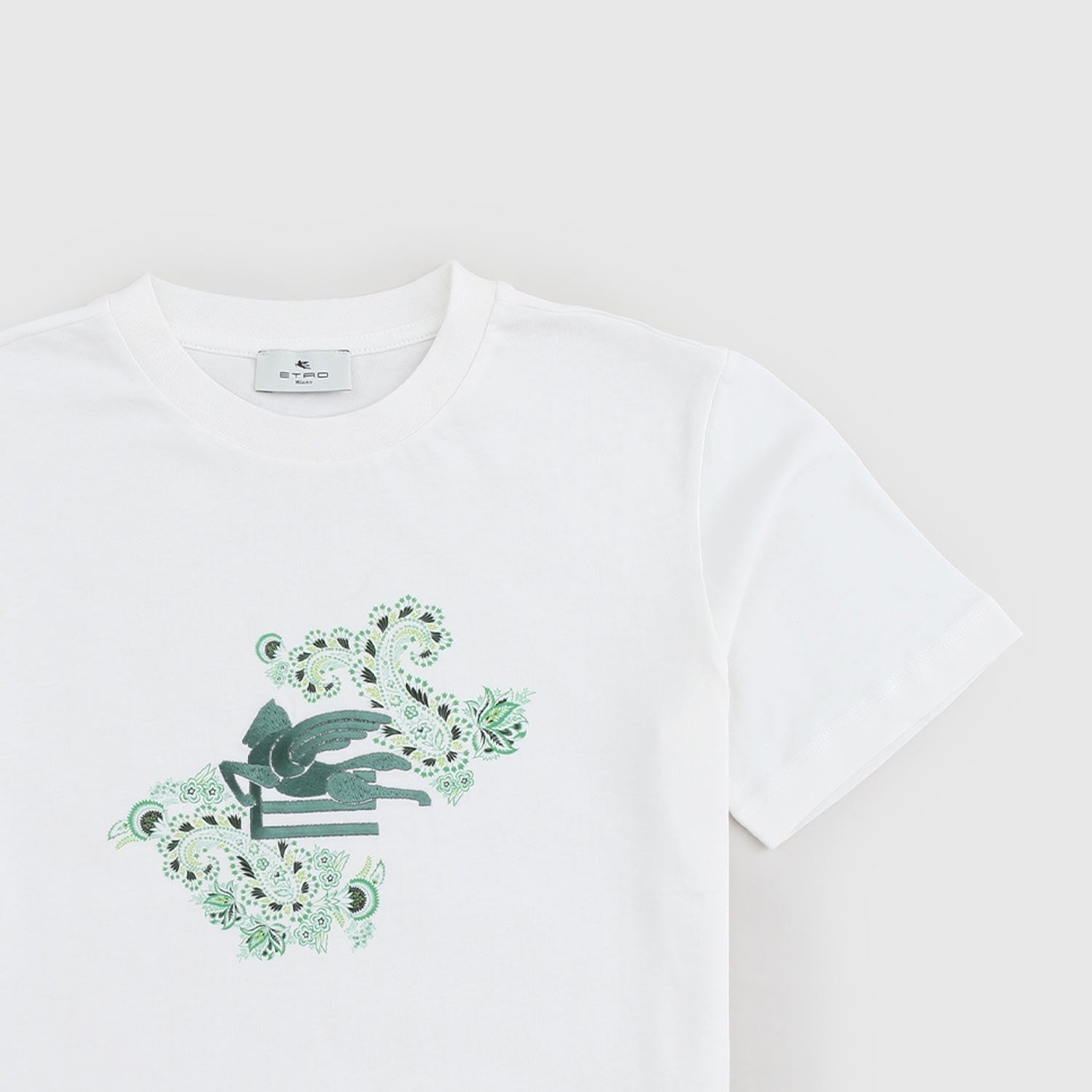 t-shirt bianca pegaso verde - annameglio.com abbigliamento moda