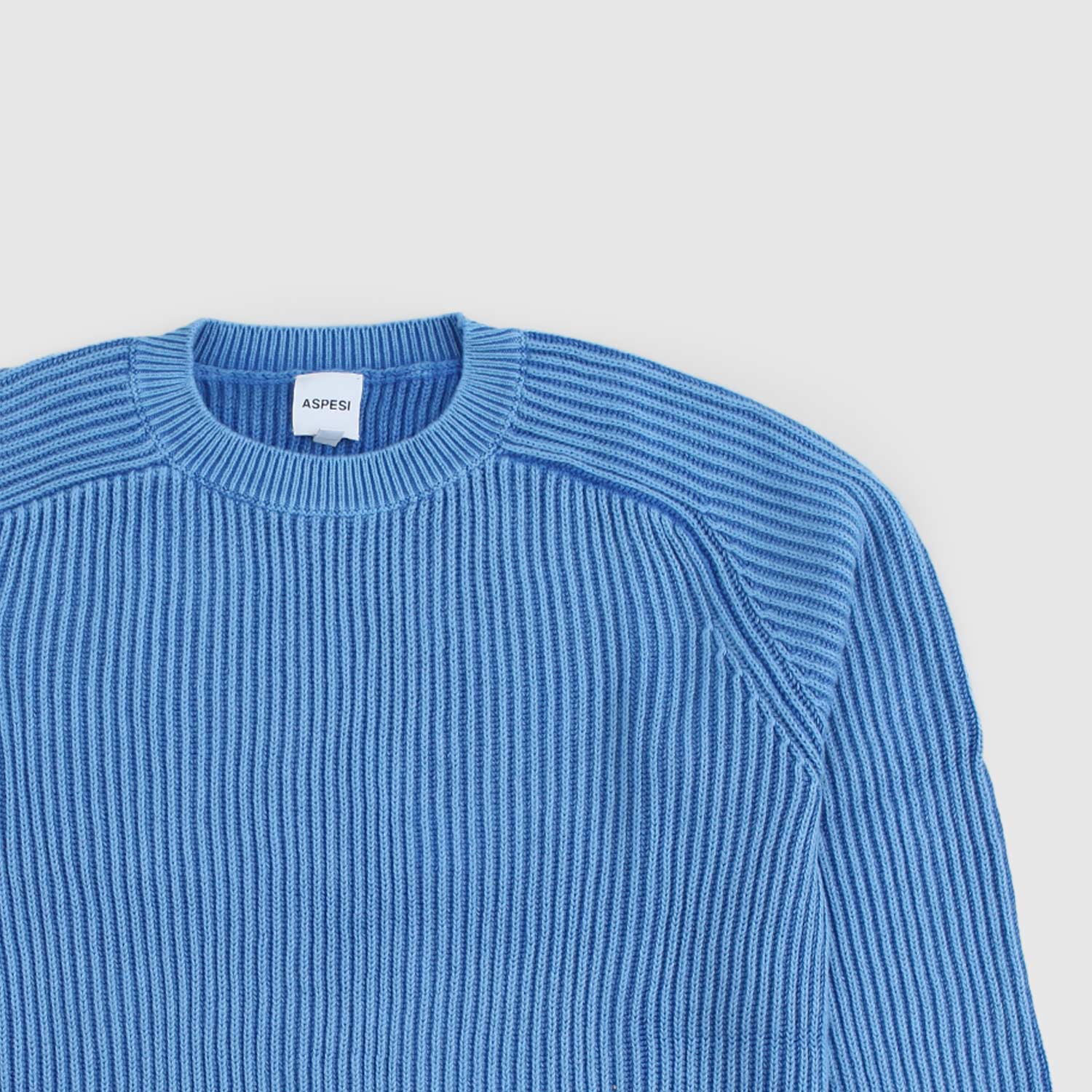 Maglia girocollo tricot a costine azzurra - annameglio.com abbigliamento moda