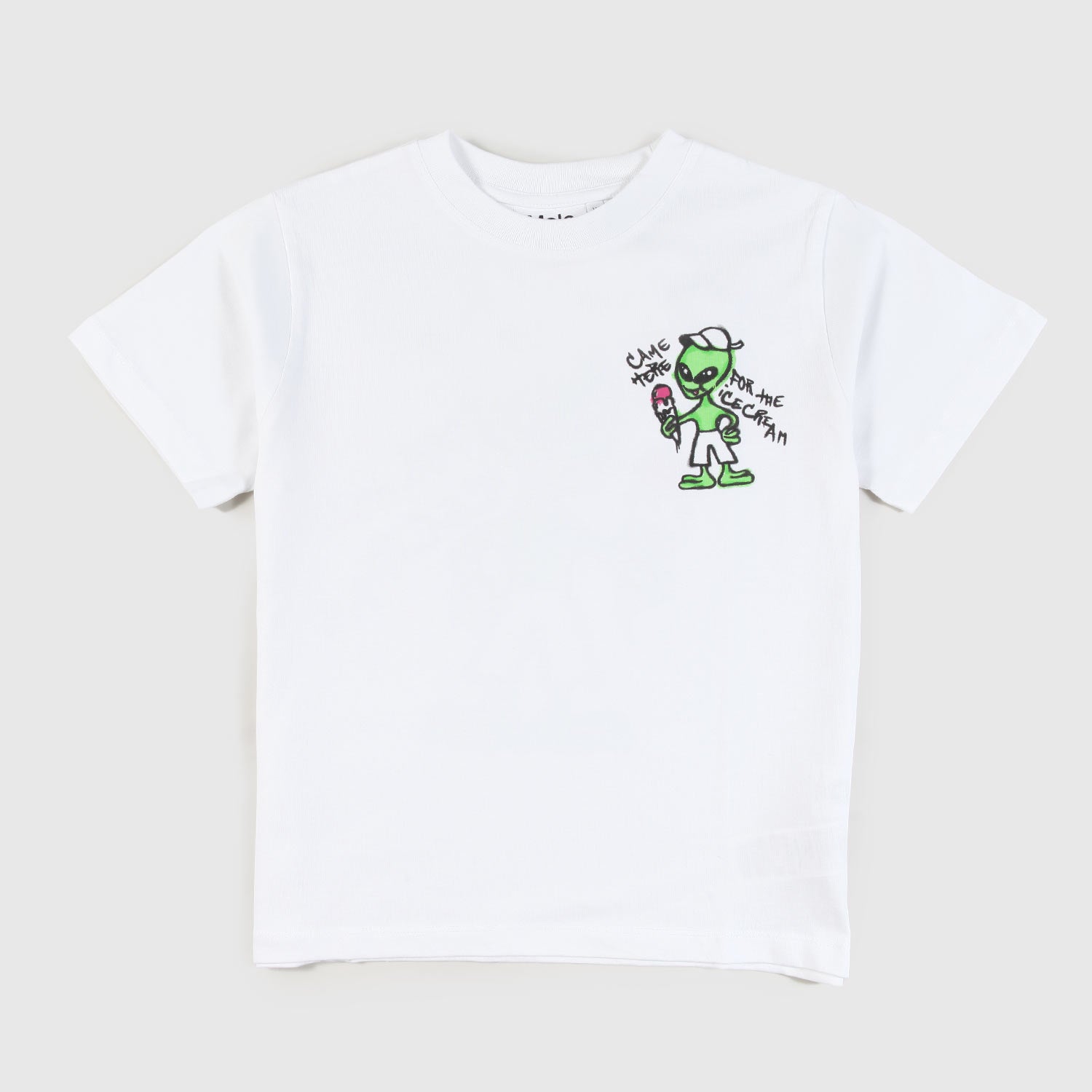 t-shirt bianca con stampa alieno unisex - annameglio.com abbigliamento moda