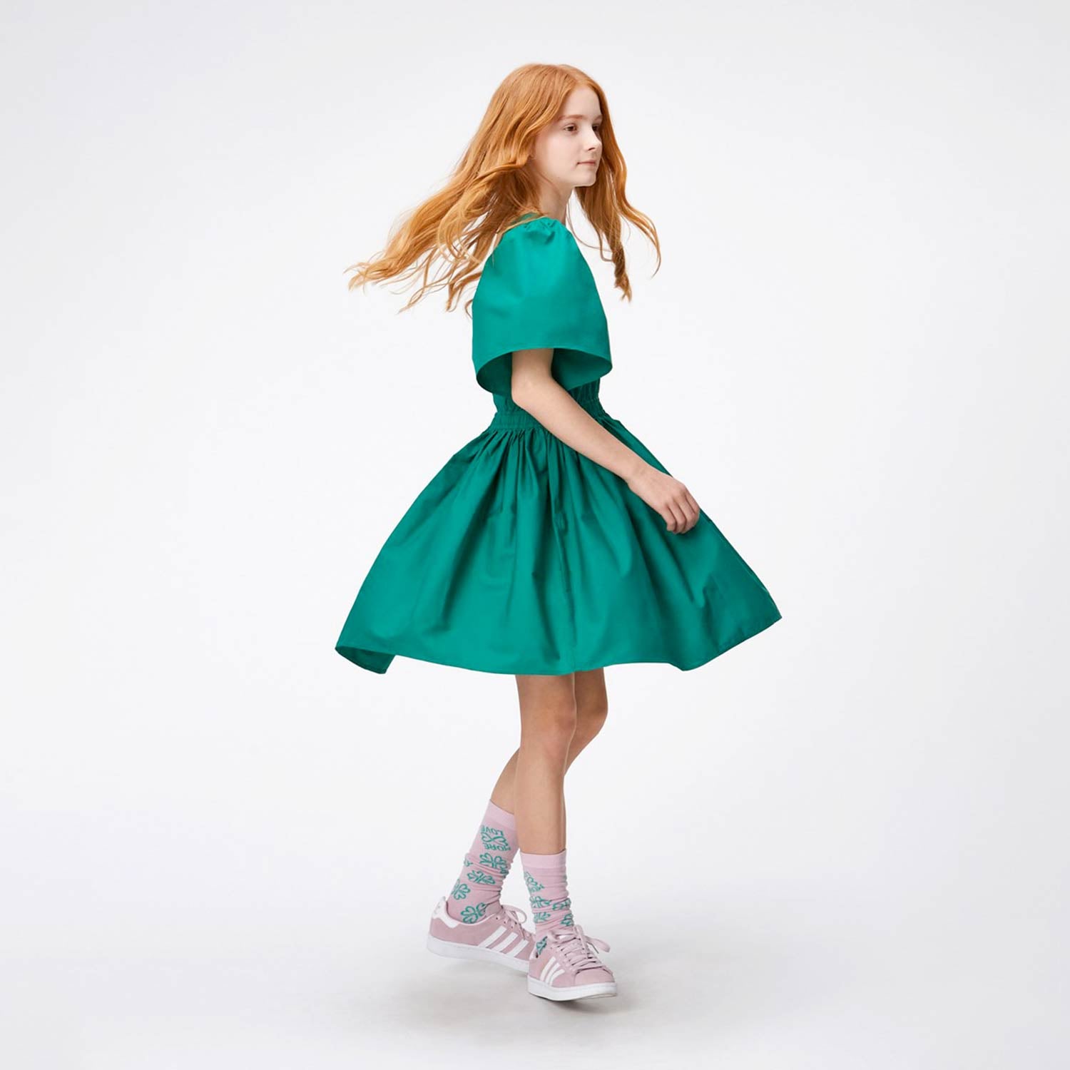 abito verde smeraldo maniche a palloncino ragazza - annameglio.com abbigliamento moda