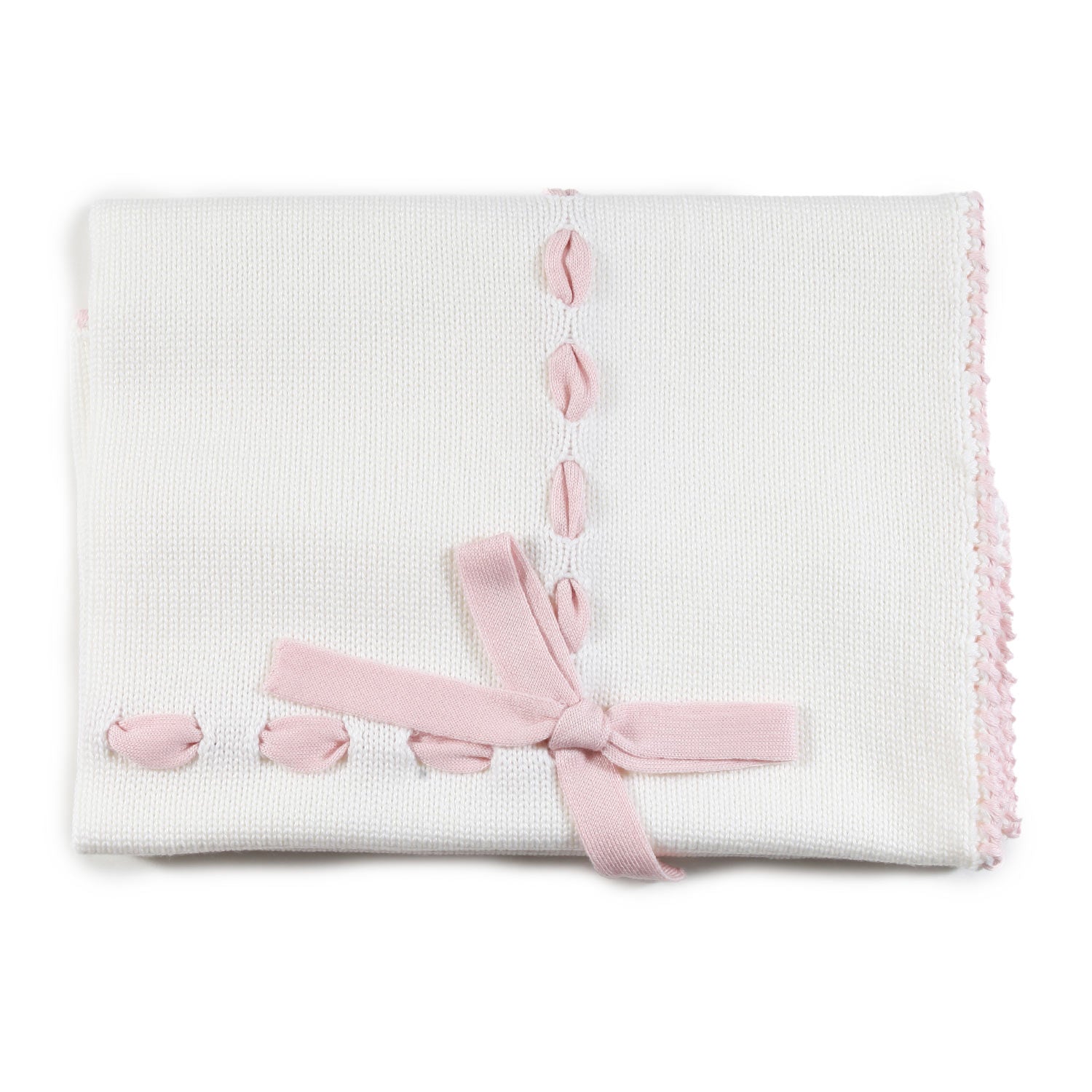 Coperta di lana panna con fiocco rosa Neonata - annameglio.com abbigliamento moda