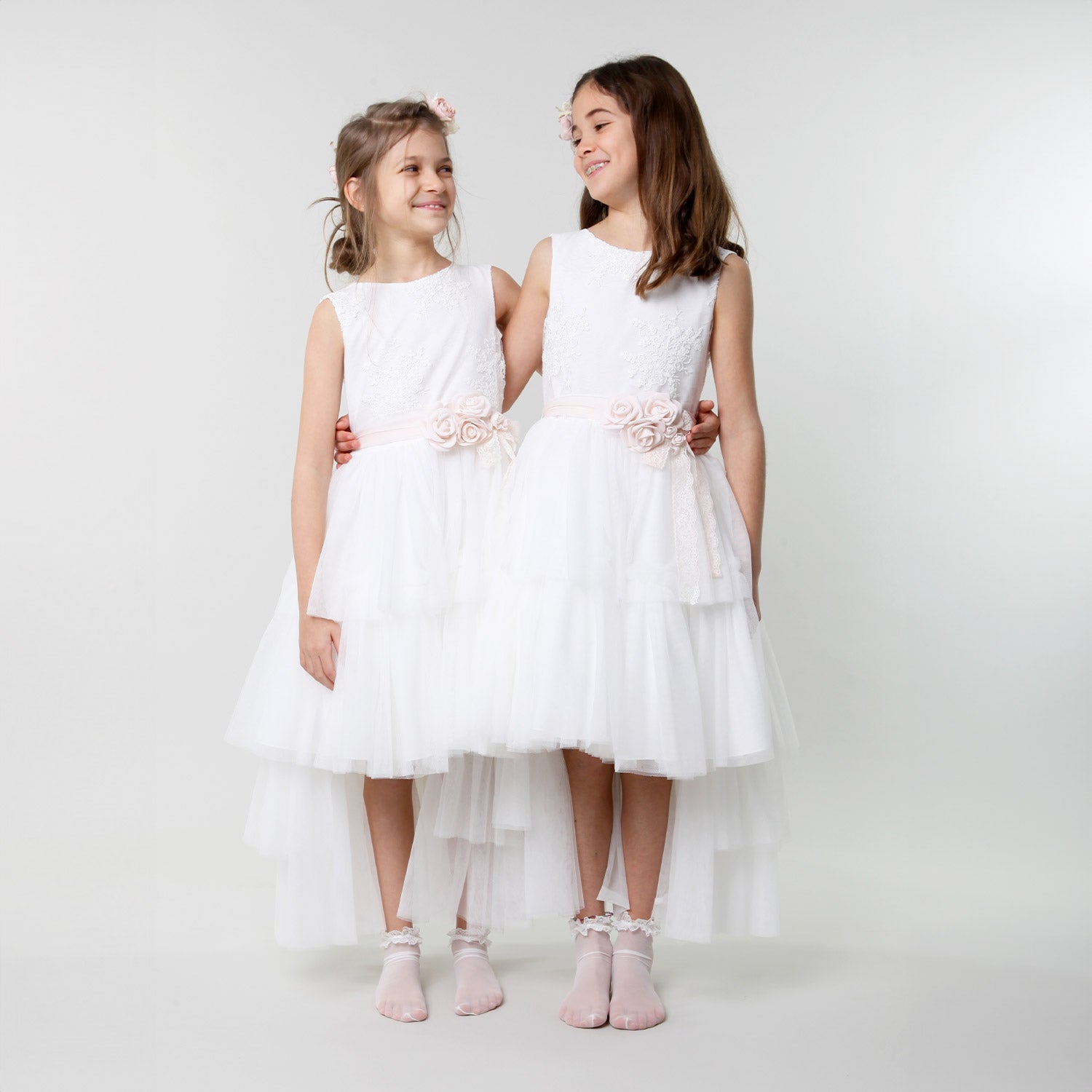 vestito bianco con cintura in organza rosa - annameglio.com abbigliamento moda