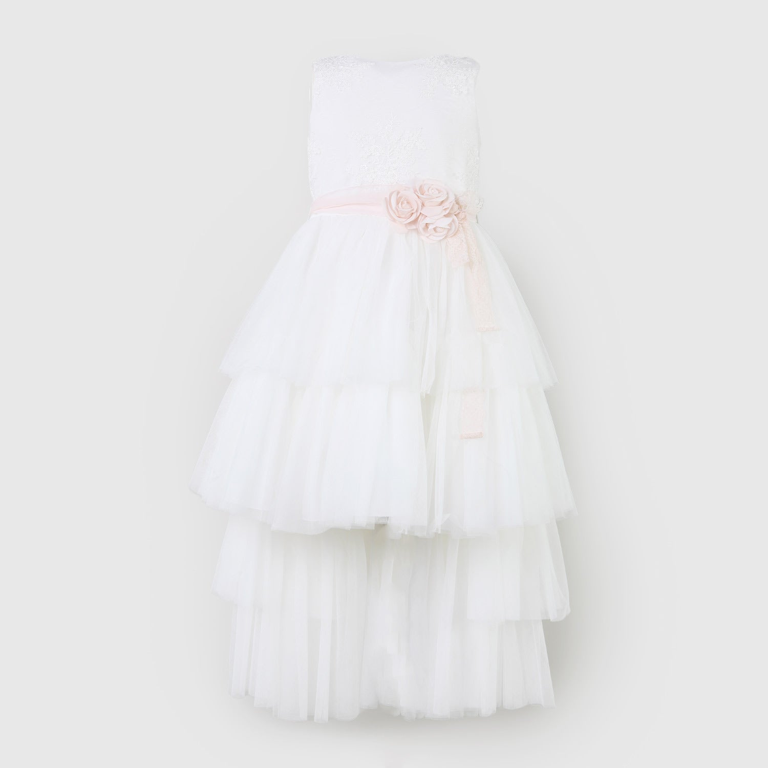 vestito bianco con cintura in organza rosa - annameglio.com abbigliamento moda