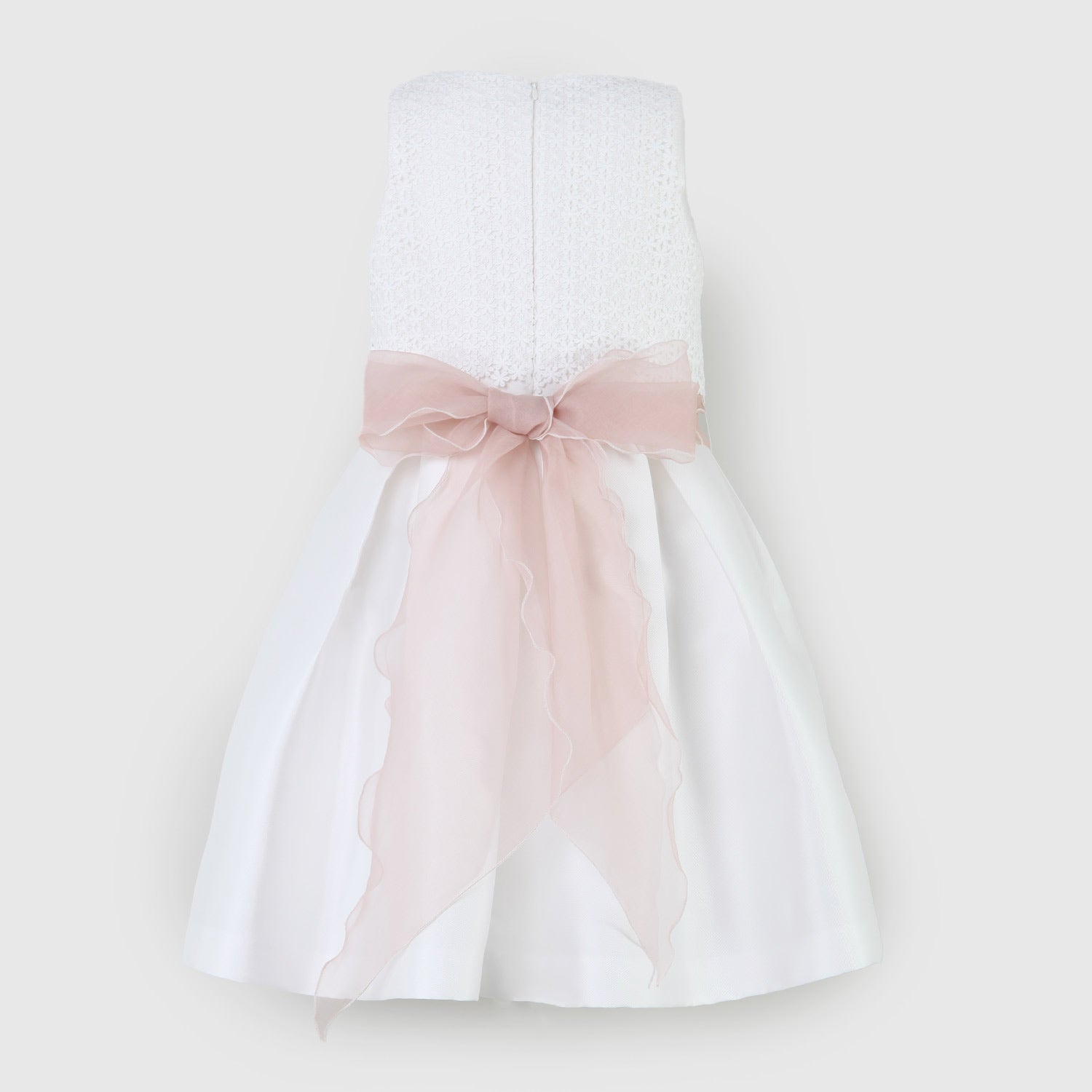 abito bianco con cintura in organza rosa antico - annameglio.com abbigliamento moda