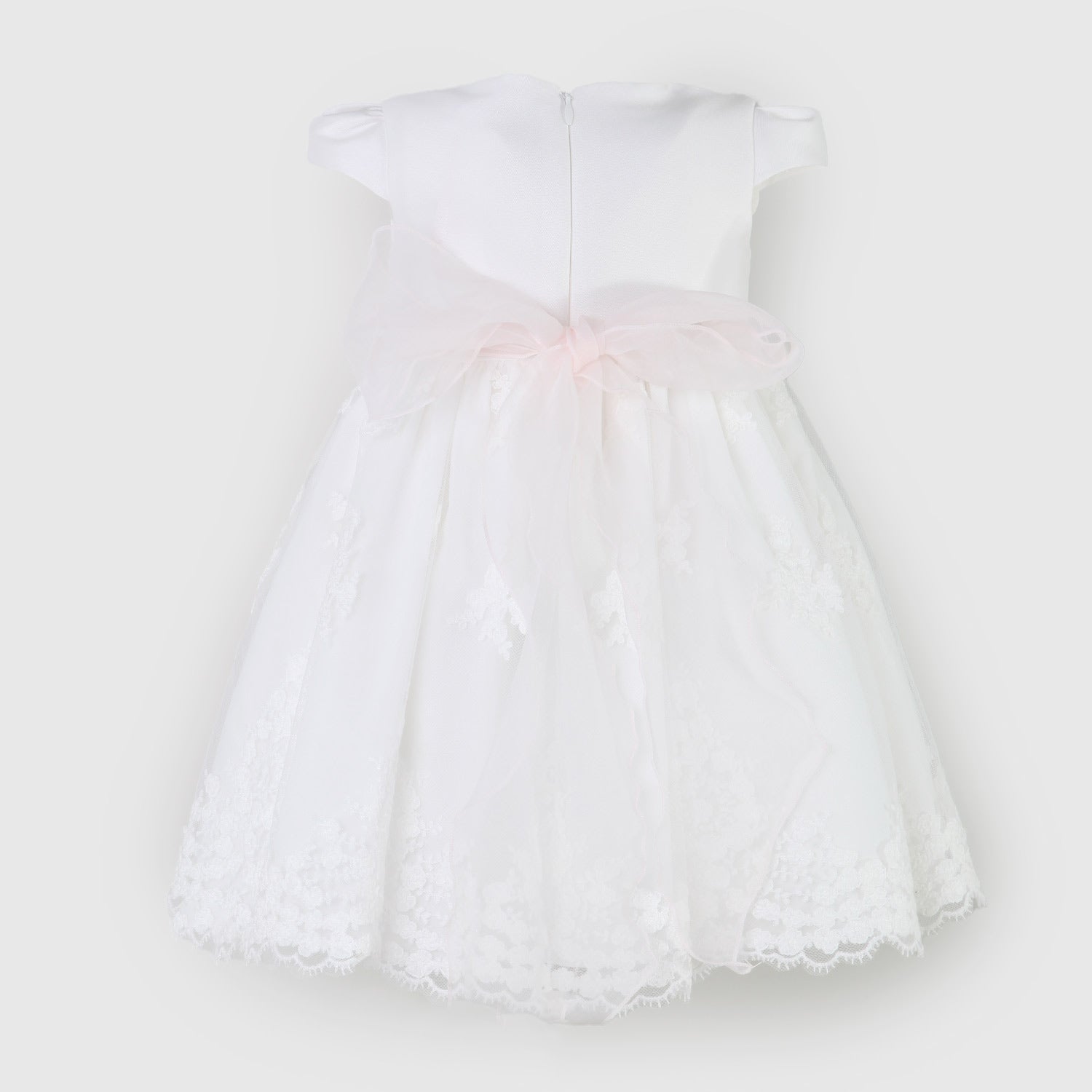 vestito bianco neonata con spilla floreale rosa - annameglio.com abbigliamento moda