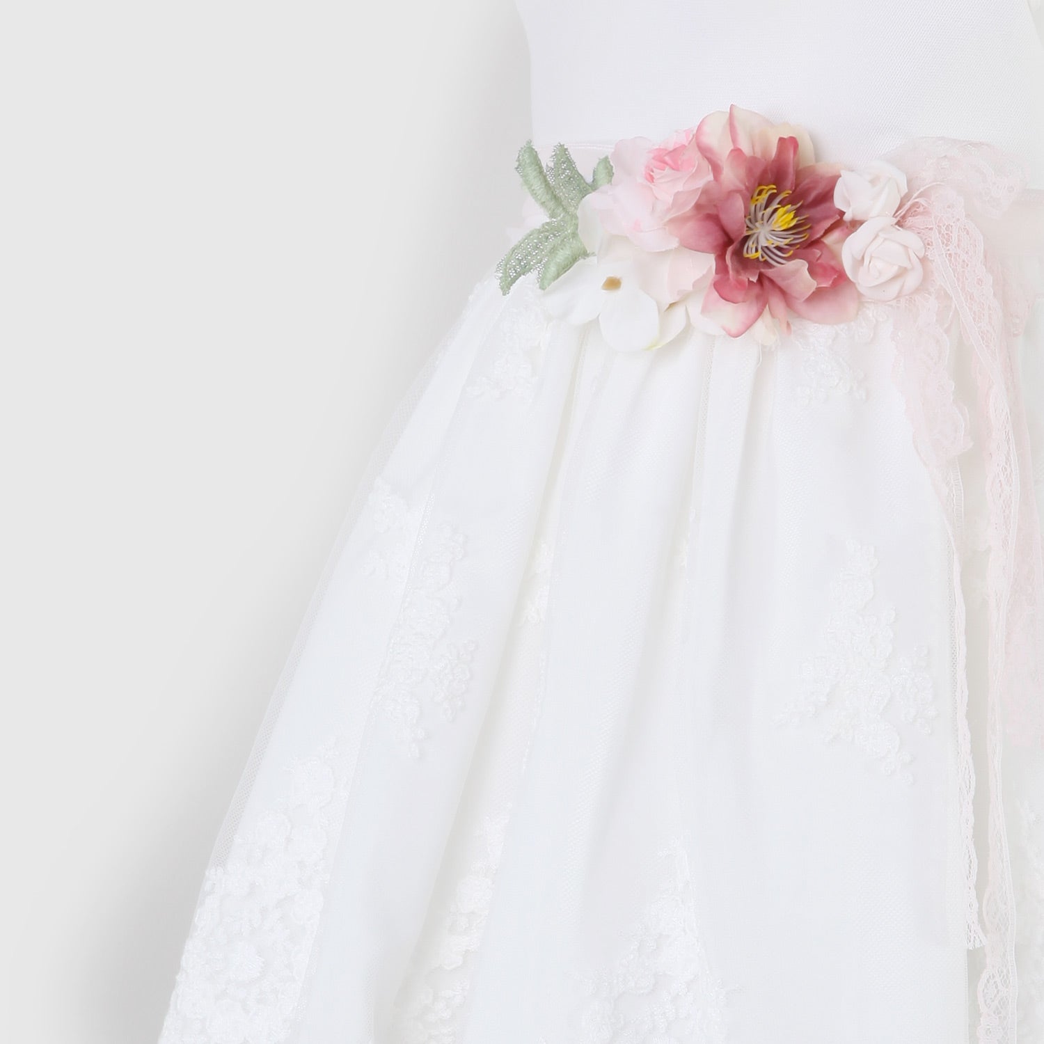 vestito bianco neonata con spilla floreale rosa - annameglio.com abbigliamento moda