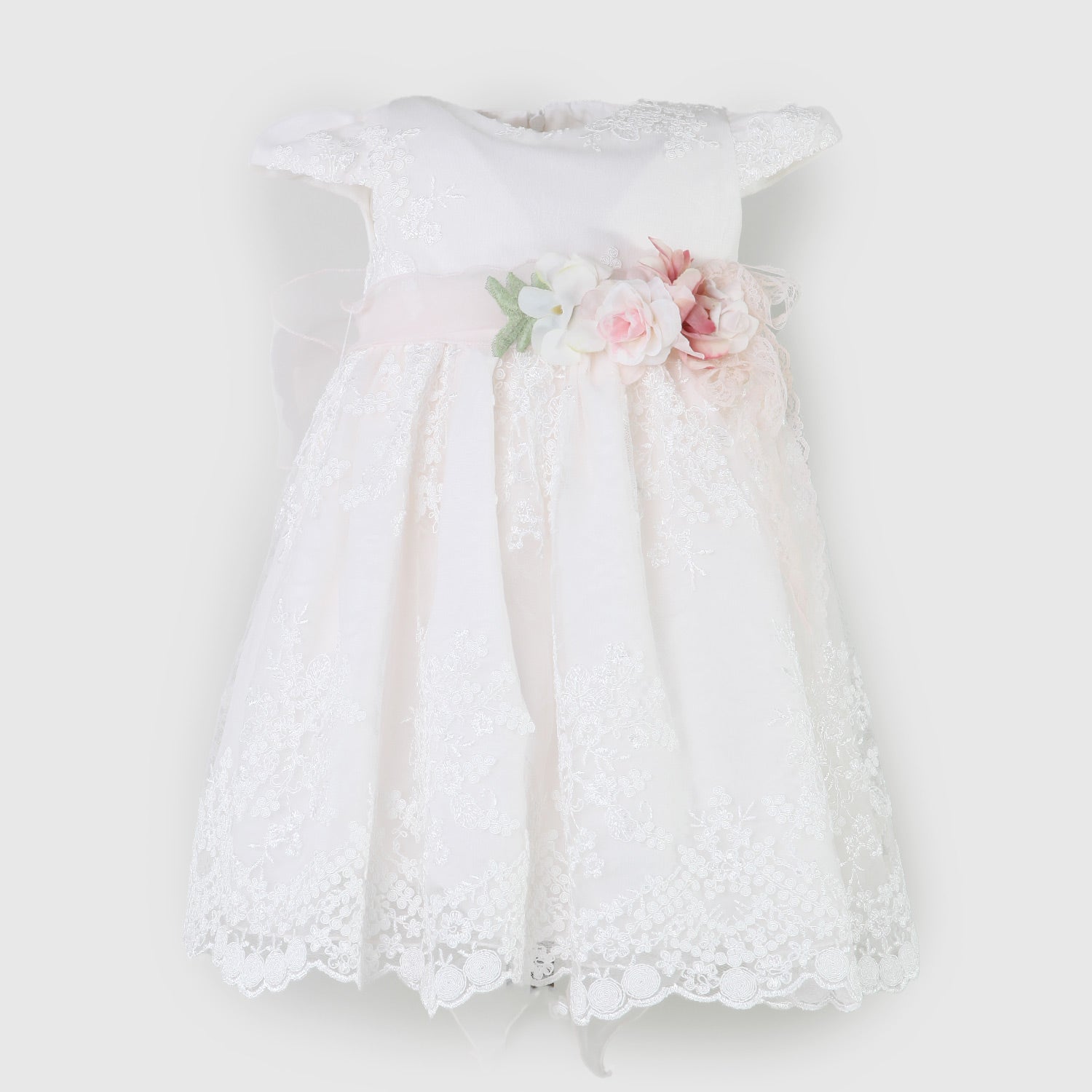 abito avorio neonata con spilla floreale - annameglio.com abbigliamento moda