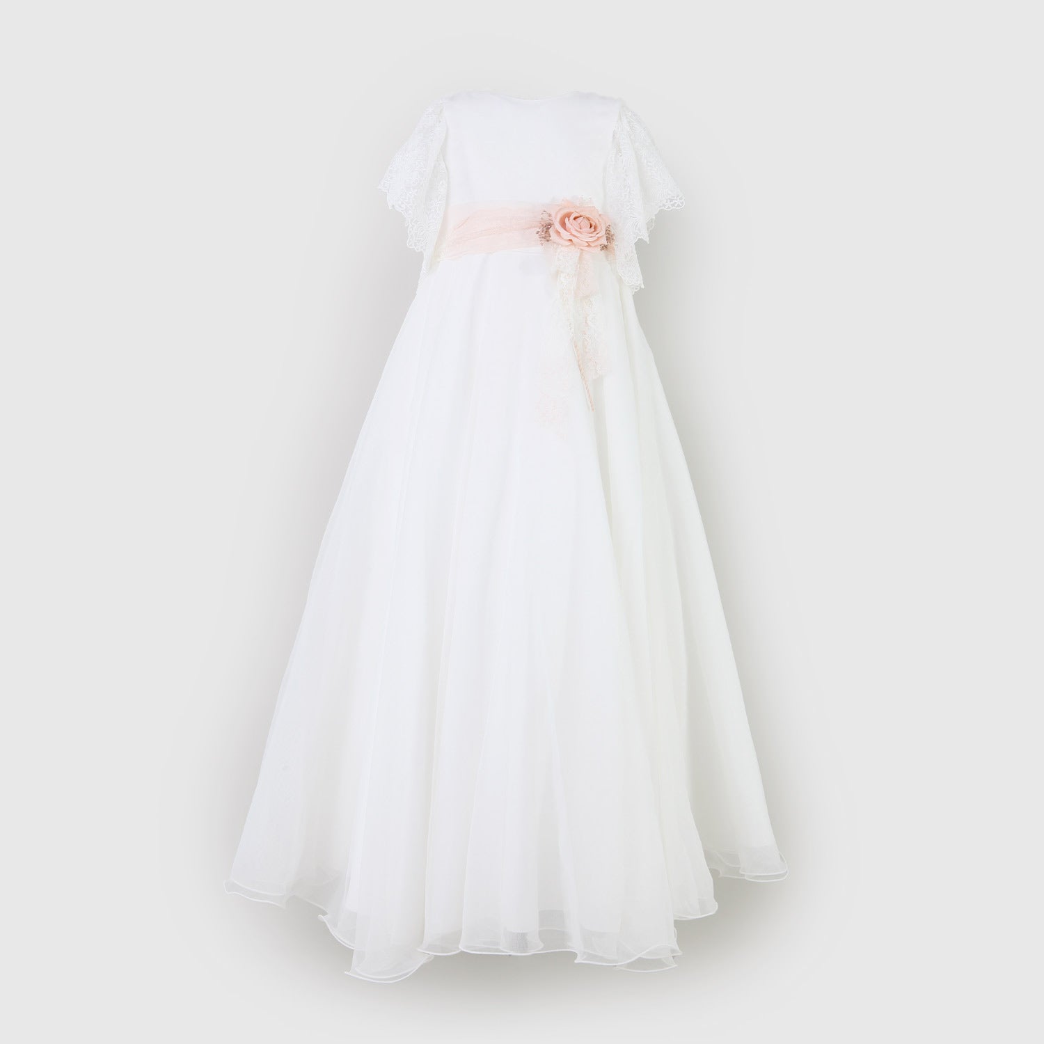 vestito bianco con spilla floreale salmone - annameglio.com abbigliamento moda