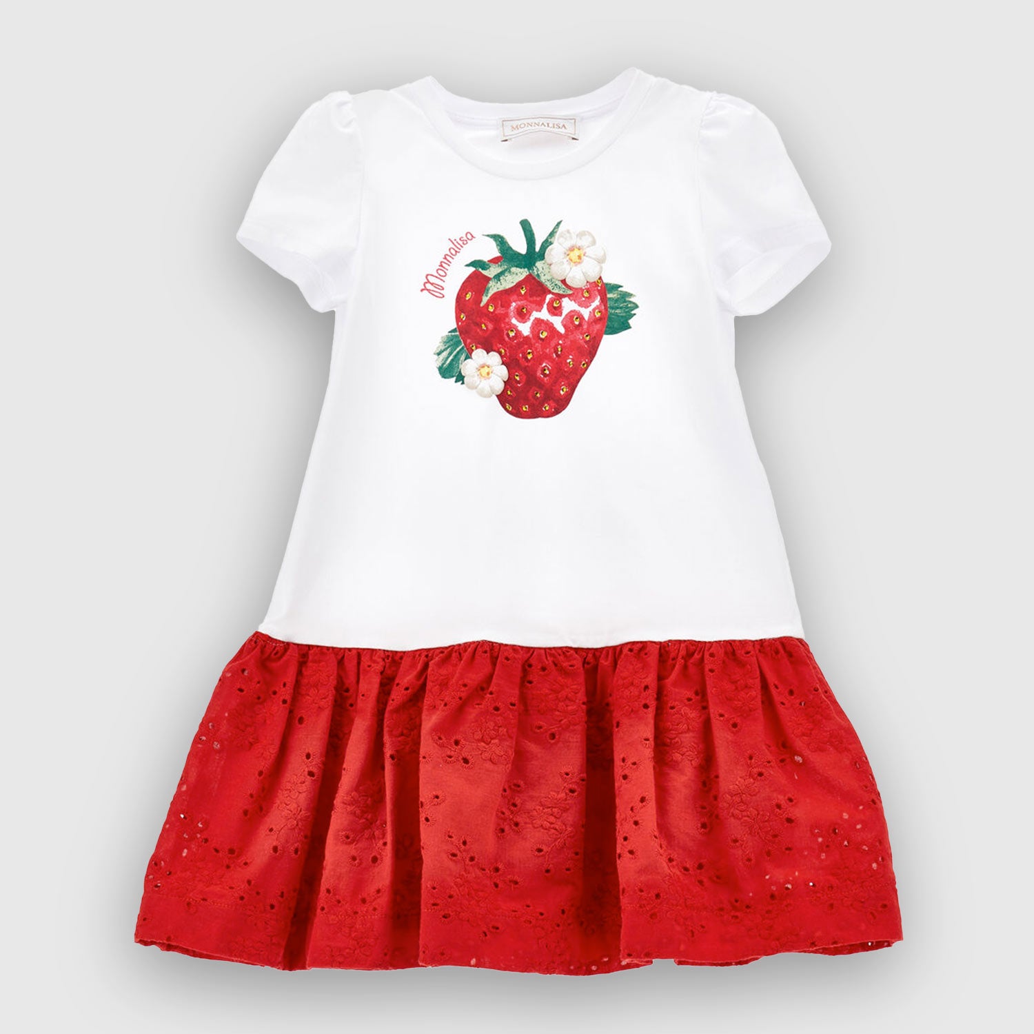 abito bianco con fragola bambina - annameglio.com abbigliamento moda