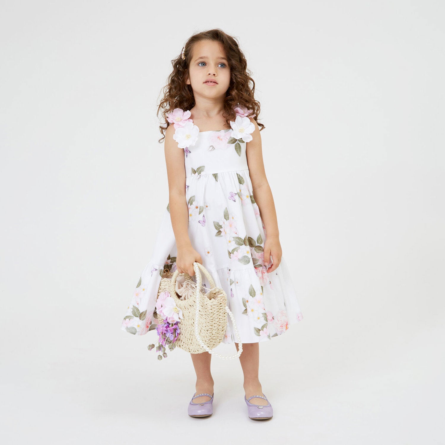 abito bianco con fiori smanicato bambina - annameglio.com abbigliamento moda