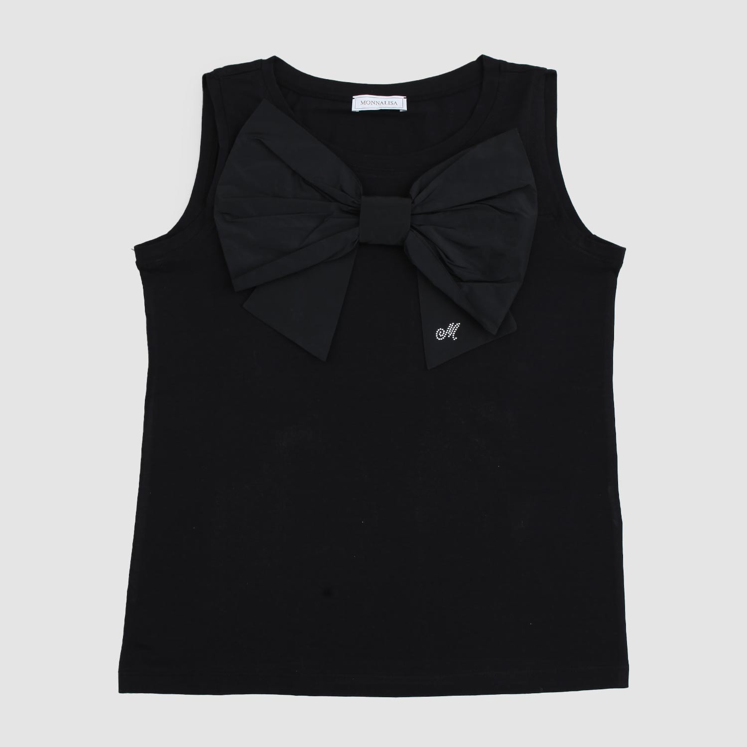 t-shirt smanicata nera fiocco bambina - annameglio.com abbigliamento moda