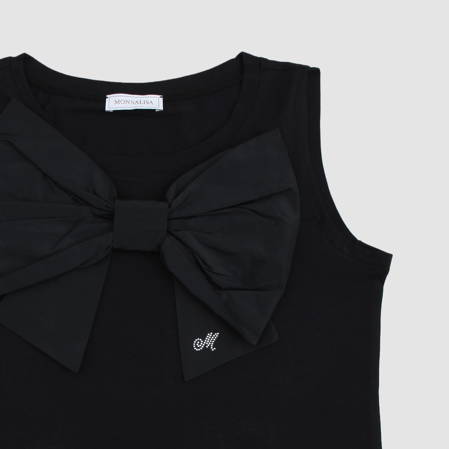 t-shirt smanicata nera fiocco bambina - annameglio.com abbigliamento moda