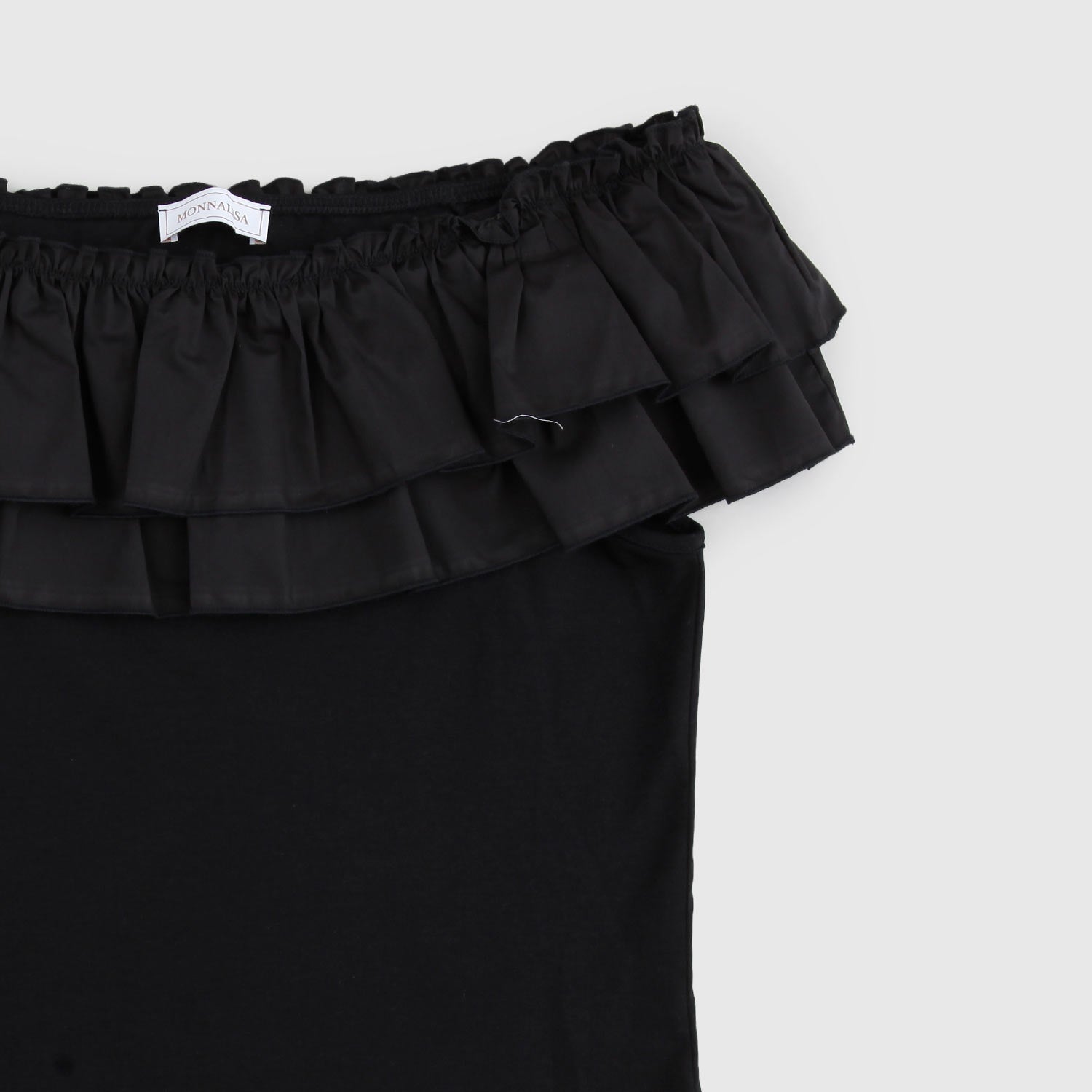 t-shirt smanicata nera con volant - annameglio.com abbigliamento moda