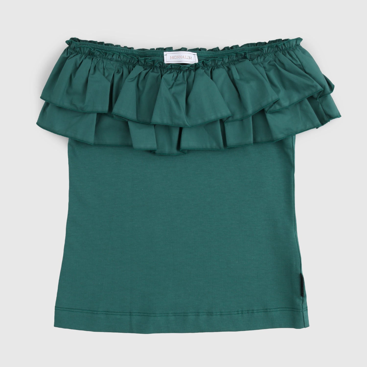 t-shirt smanicata verde con volant - annameglio.com abbigliamento moda