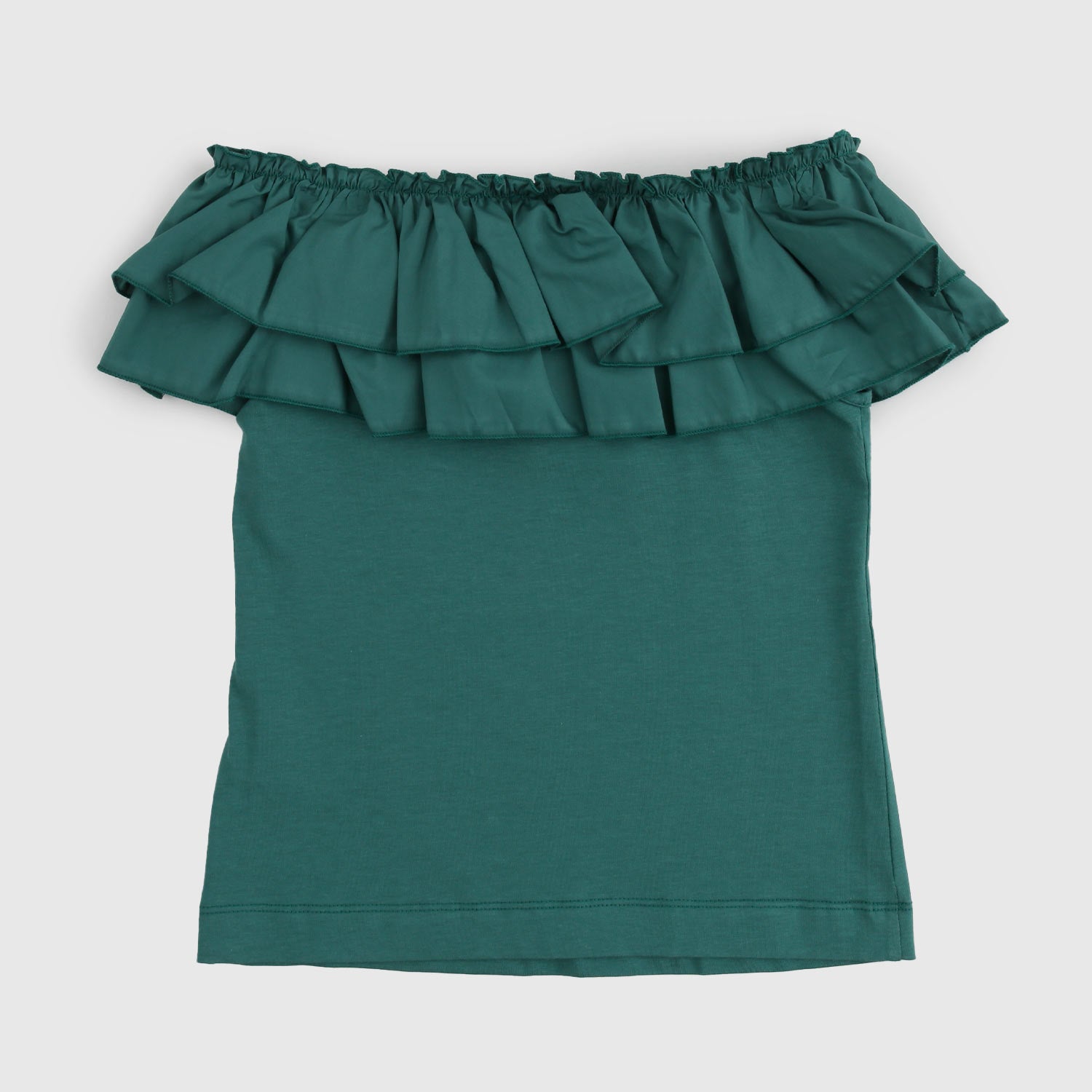 t-shirt smanicata verde con volant - annameglio.com abbigliamento moda