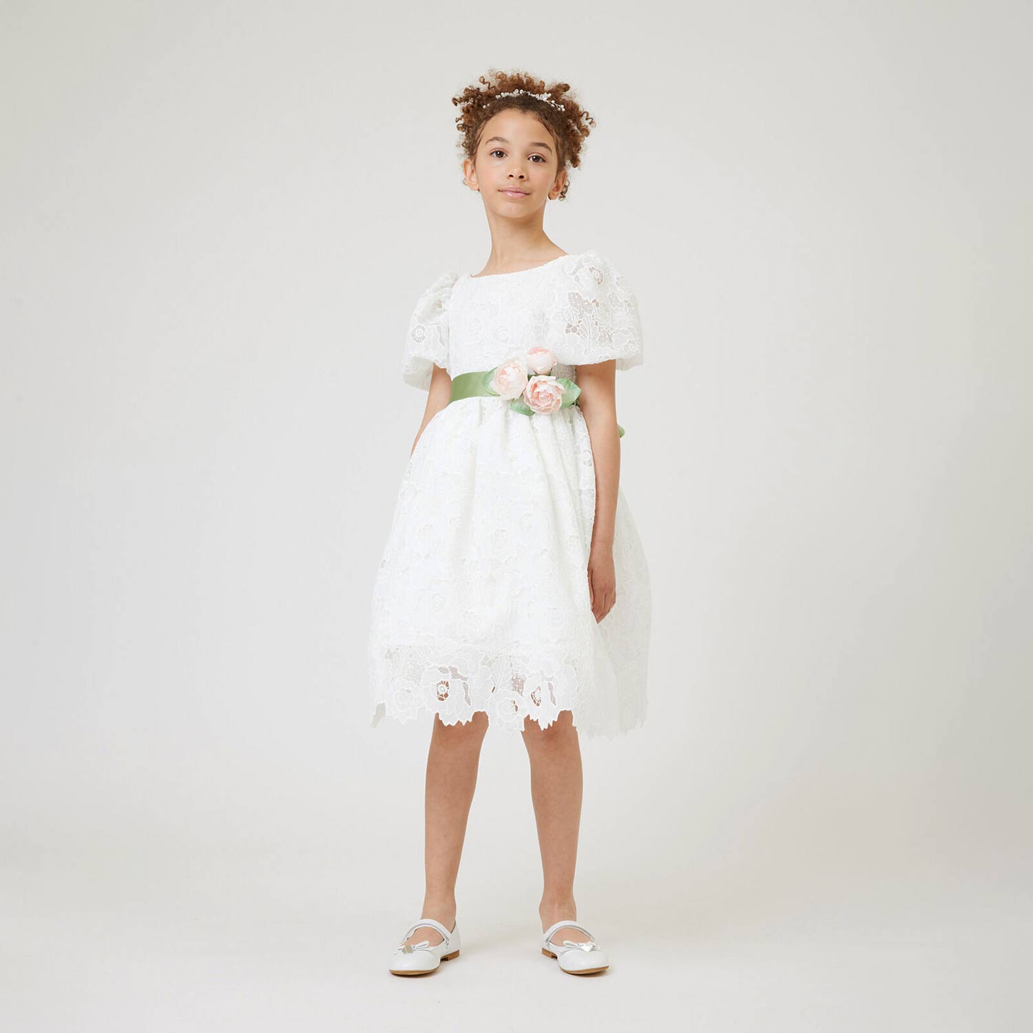 abito bianco interamente in pizzo bambina - annameglio.com abbigliamento moda