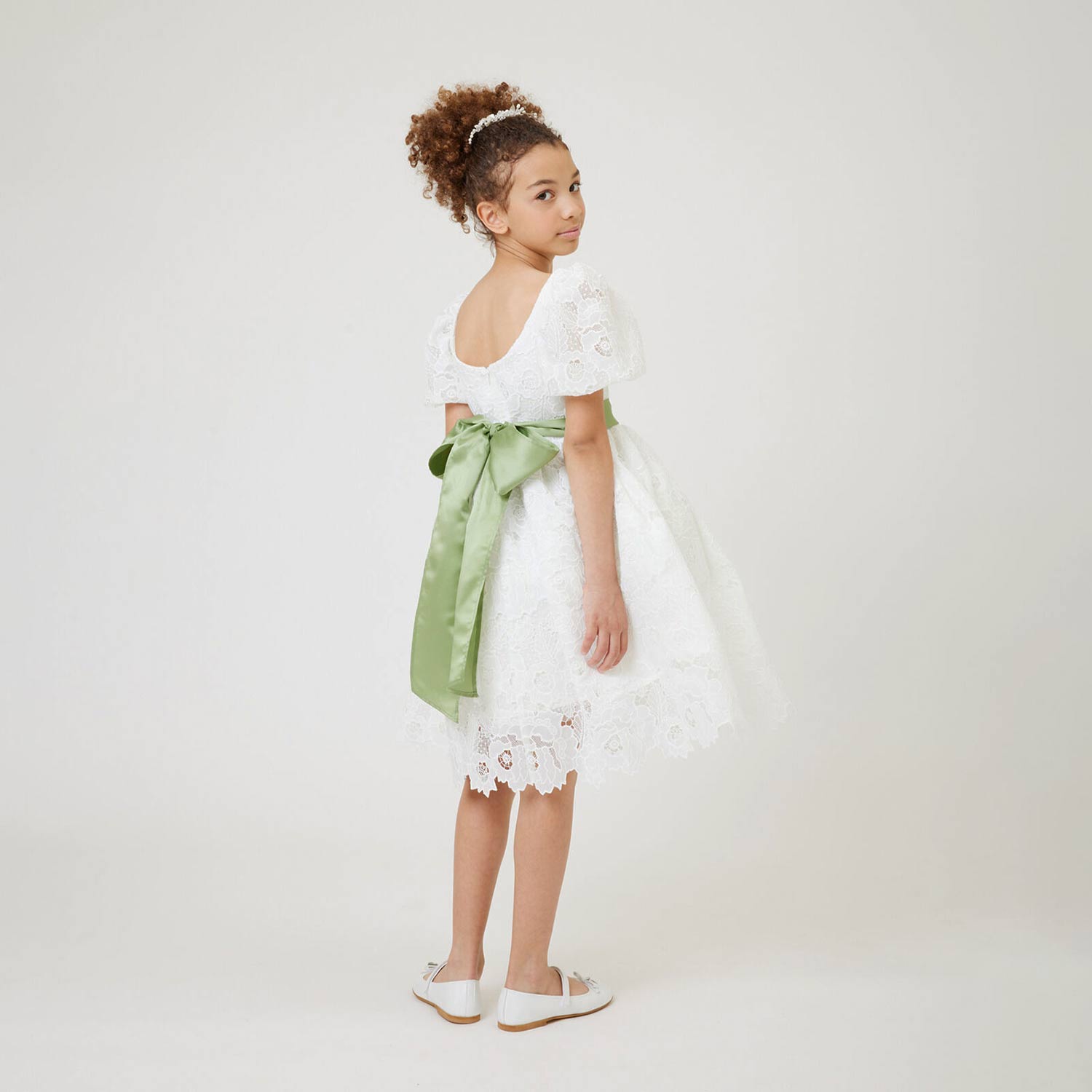 abito bianco interamente in pizzo bambina - annameglio.com abbigliamento moda