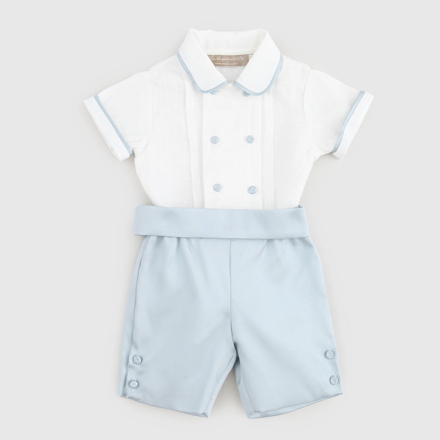 completo camicia e pantaloncino celeste neonato - annameglio.com abbigliamento moda