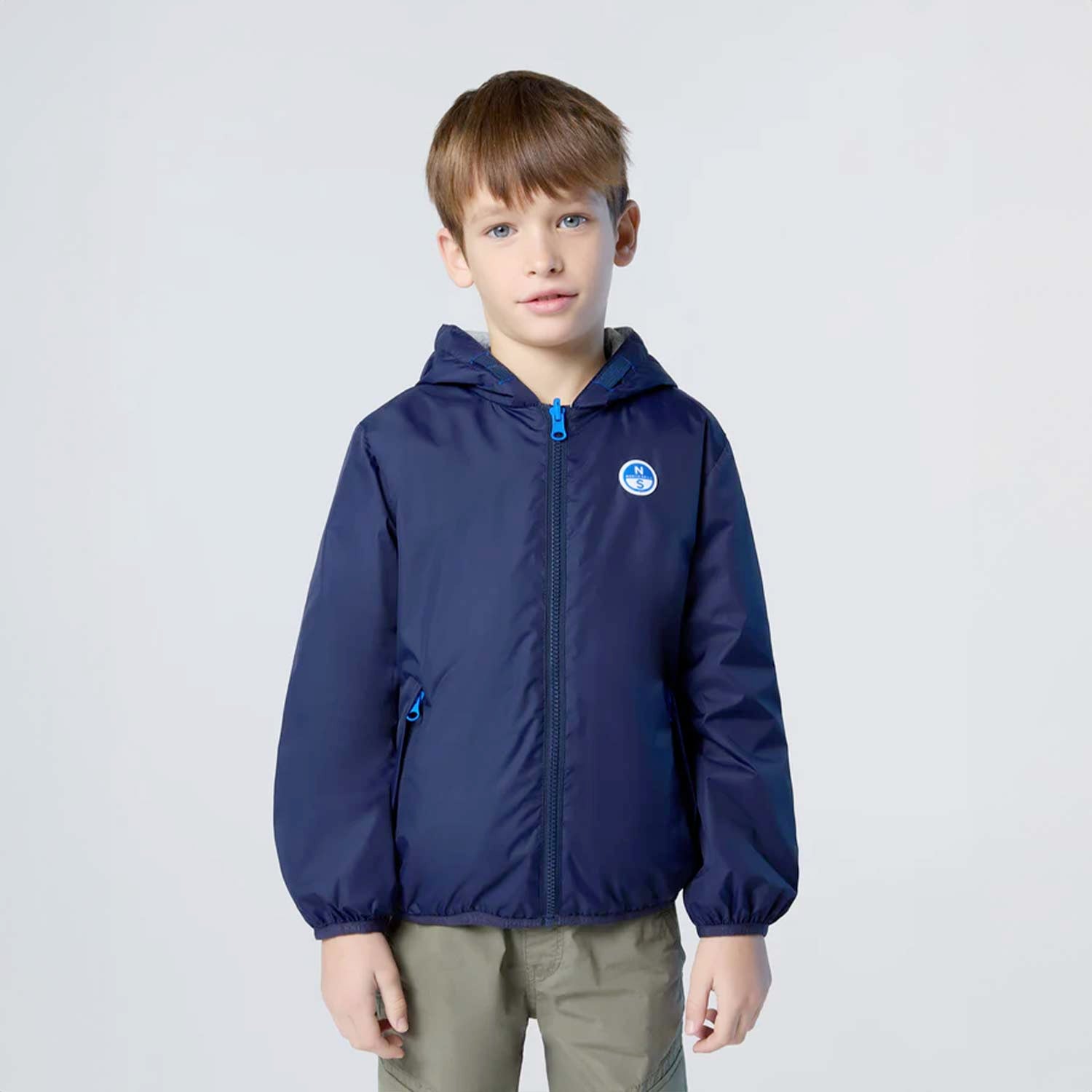 Giacca a vento reversibile blu navy e grigio - annameglio.com abbigliamento moda