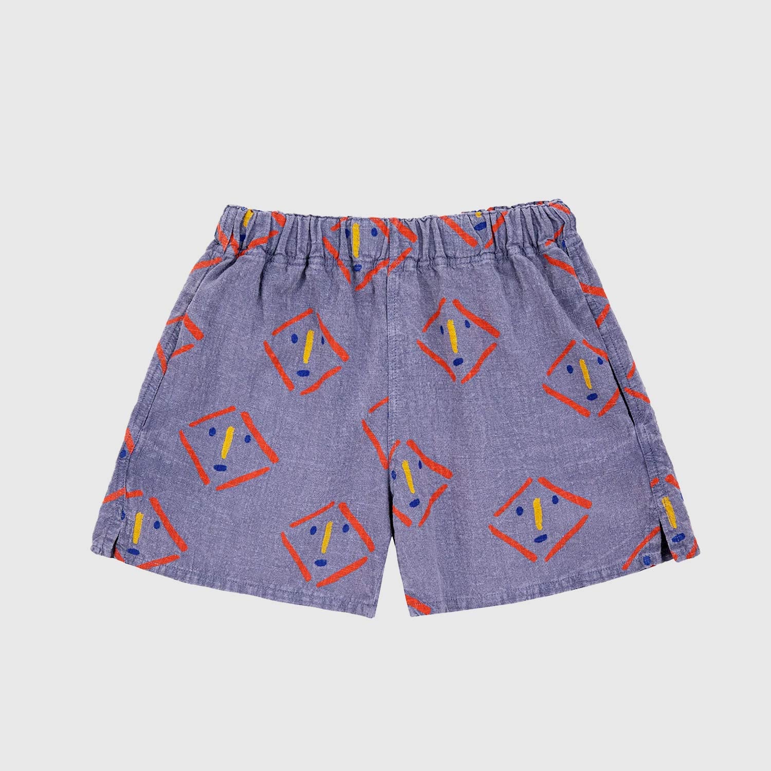 pantaloncino blu con tratti di viso - annameglio.com abbigliamento moda