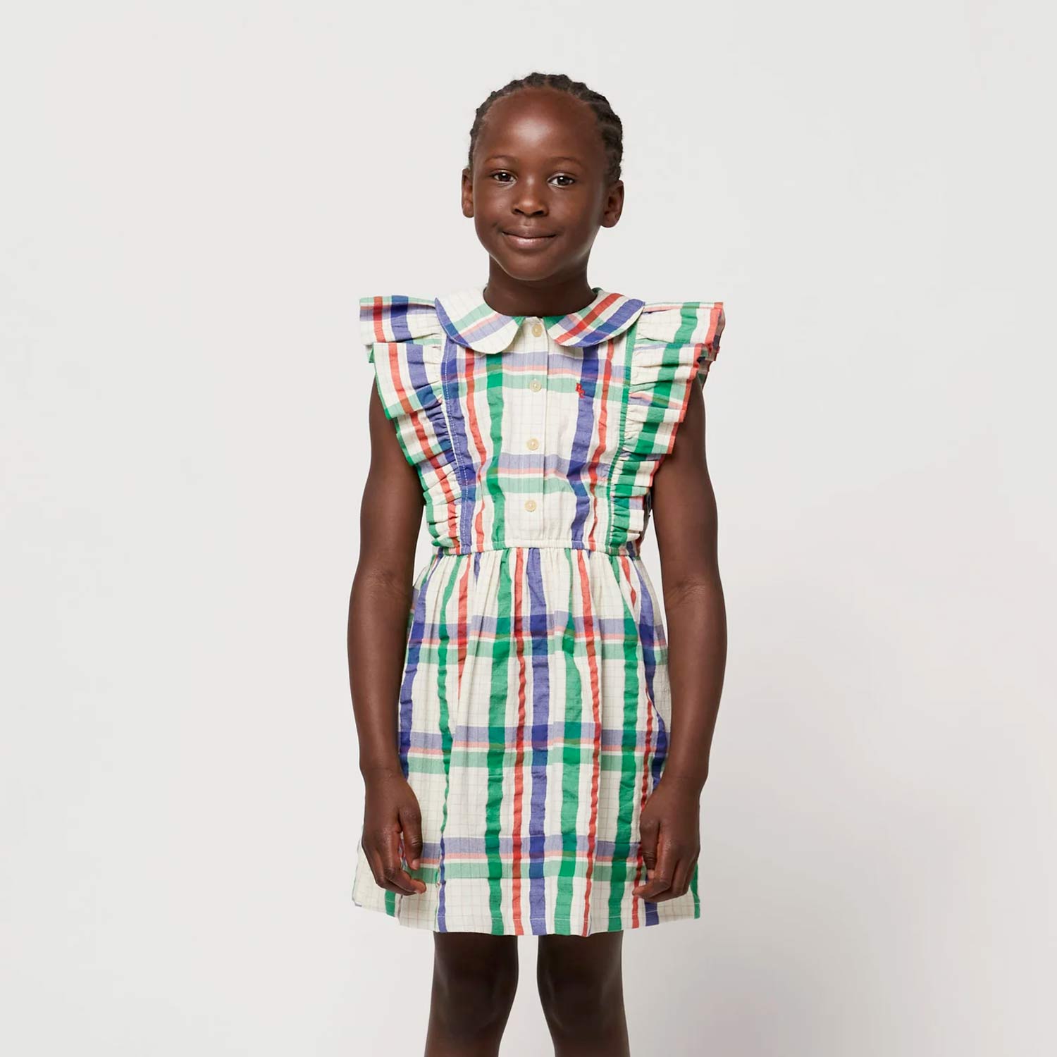 vestito beige a quadri rossi, blu e verdi bambina - annameglio.com abbigliamento moda