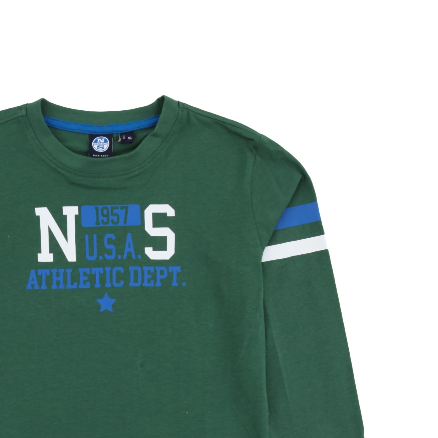 Maglia bambino verde con dettagli blu e bianchi - annameglio.com abbigliamento moda