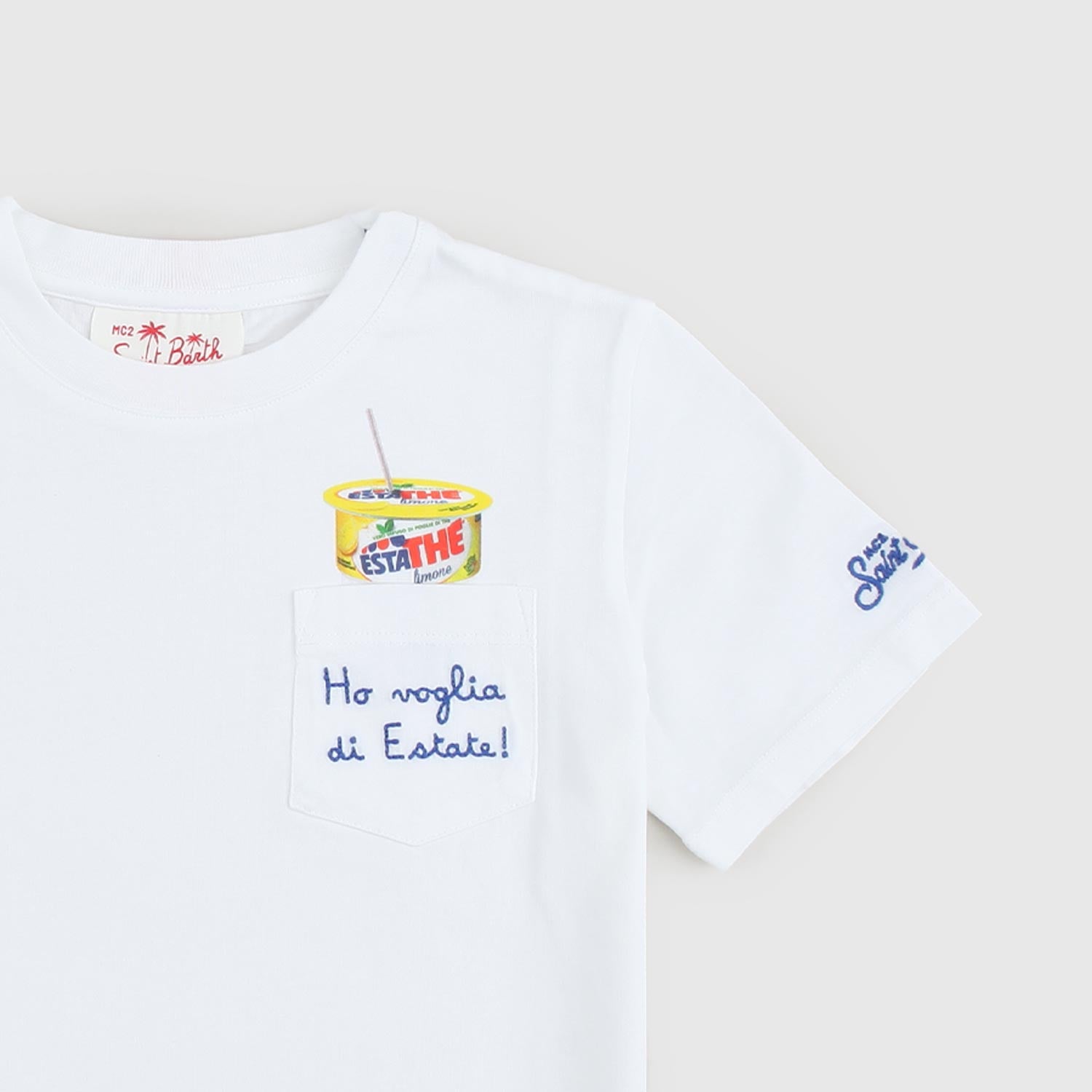 T-shirt bianca con stampa Estathé - annameglio.com abbigliamento moda