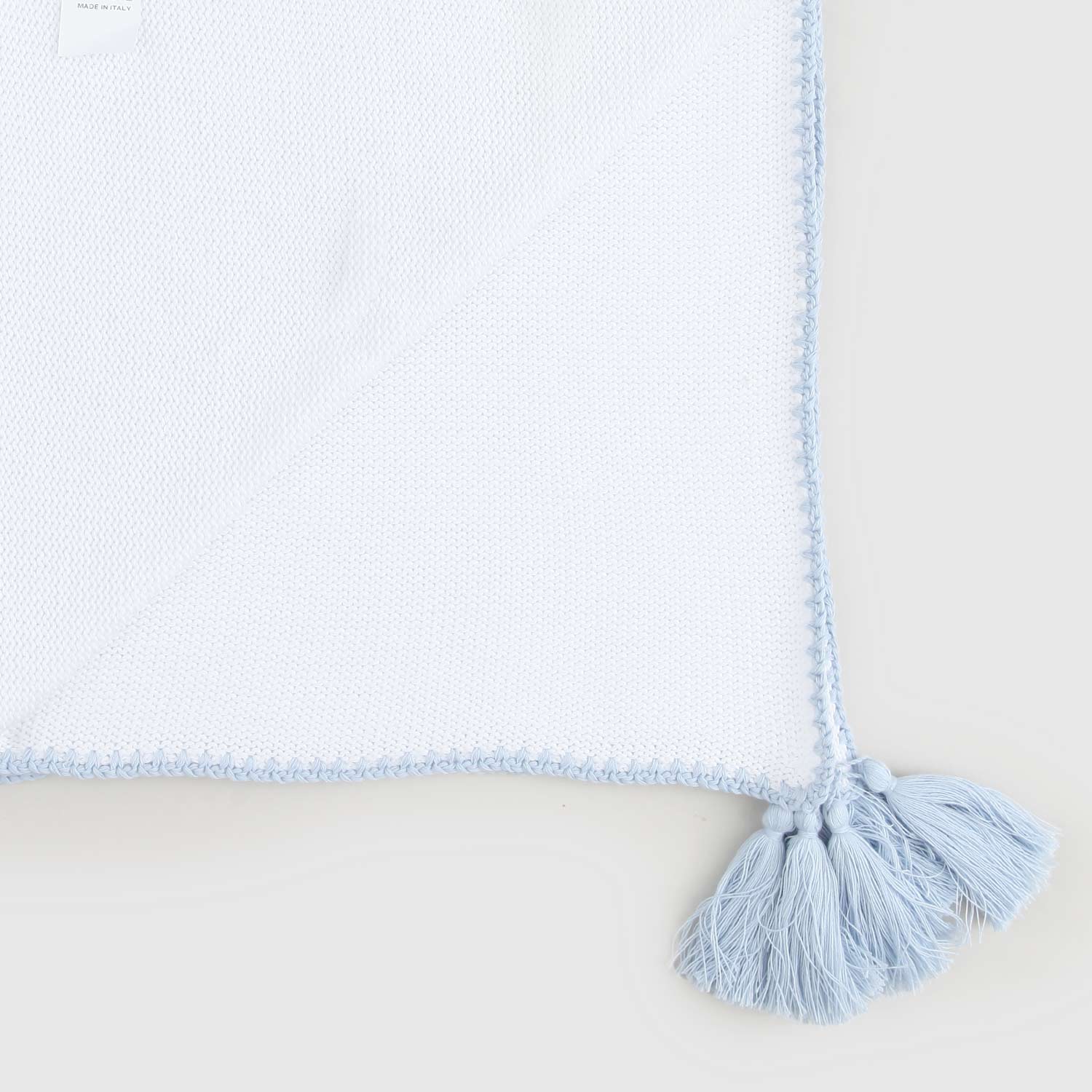 Copertina bianca con bordo celeste neonato - annameglio.com abbigliamento moda