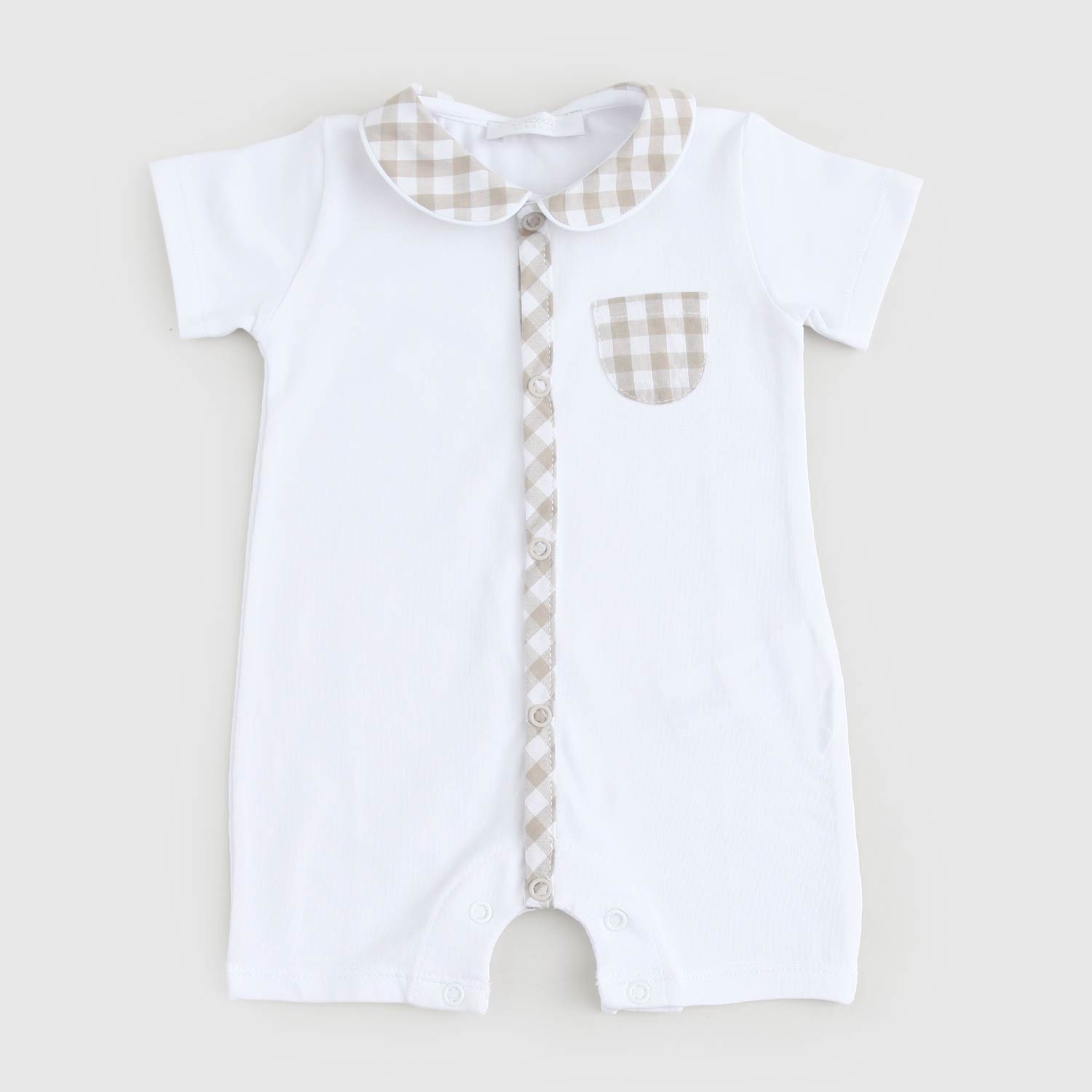 pagliaccetto bianco e quadri sabbia - annameglio.com abbigliamento moda