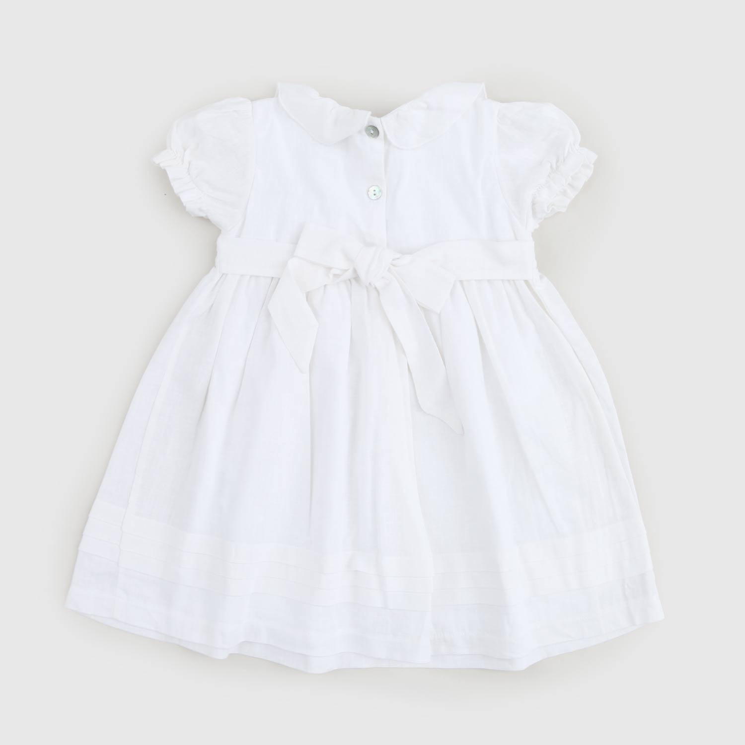 Vestito bianco con fascia verde ricamata - annameglio.com abbigliamento moda