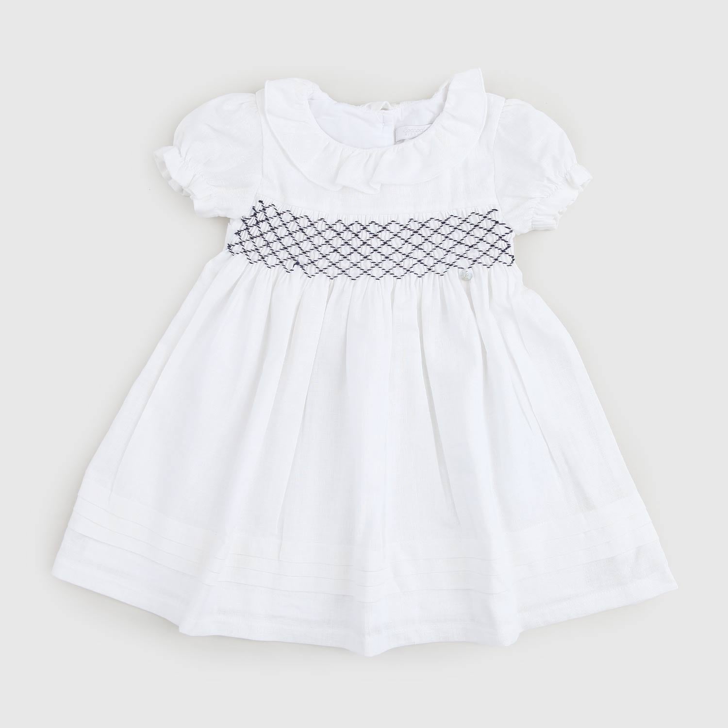 Vestito bianco con fascia blu ricamata - annameglio.com abbigliamento moda