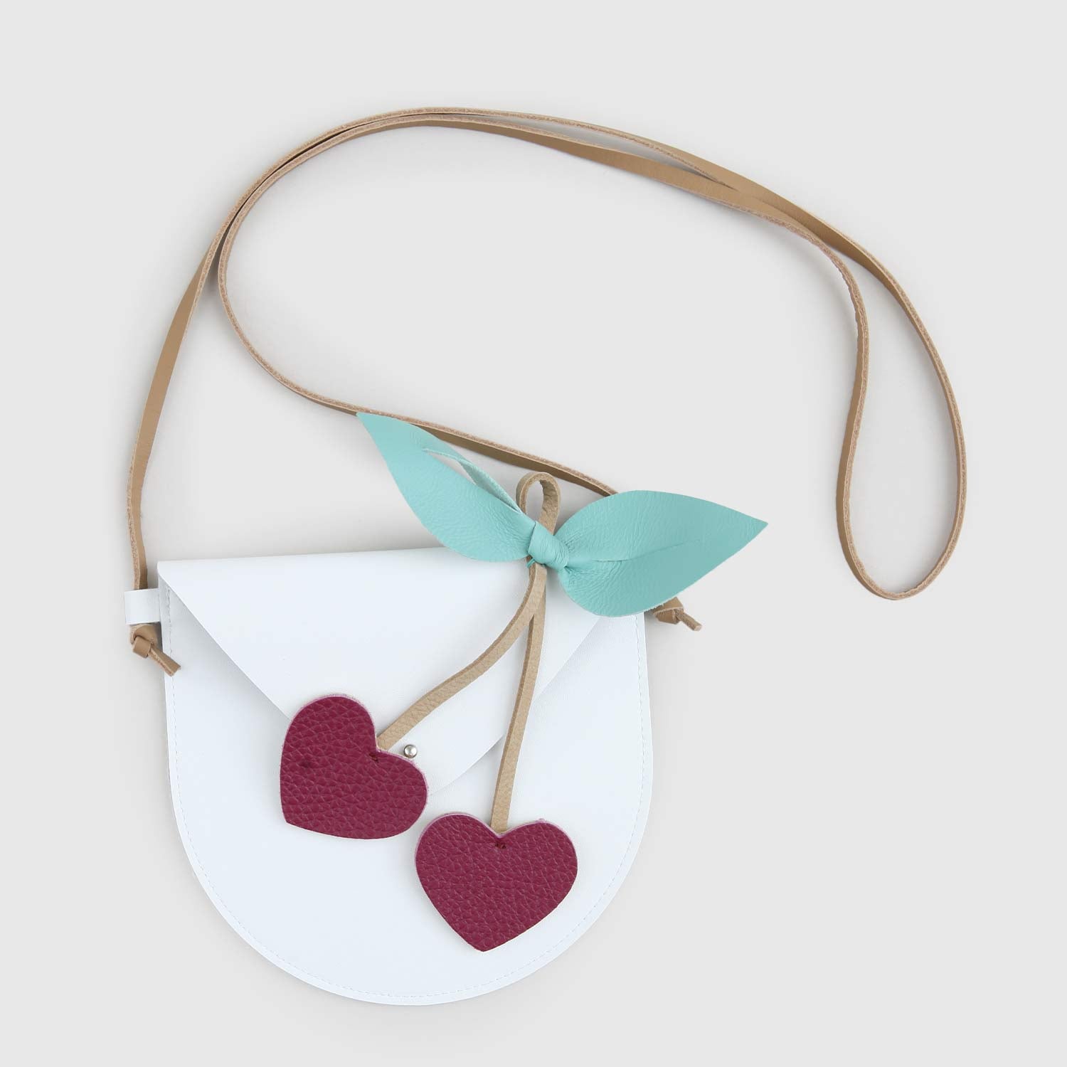 Borsa bianca in pelle con cuori Cherry - annameglio.com abbigliamento moda