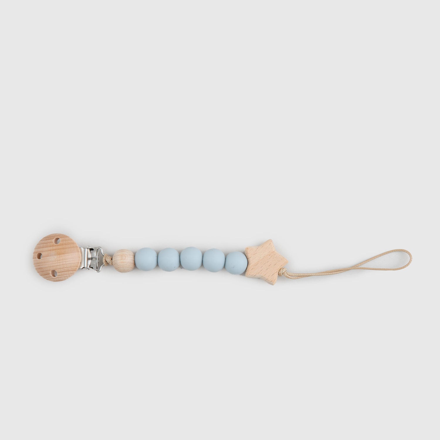 Porta ciuccio celeste con perline in silicone - annameglio.com abbigliamento moda