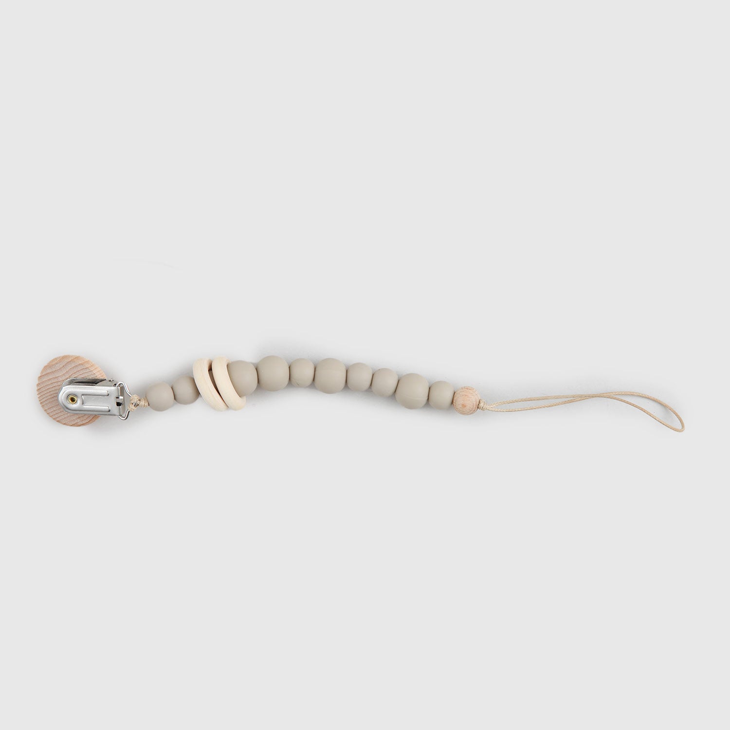 Porta ciuccio beige con perline in silicone - annameglio.com abbigliamento moda