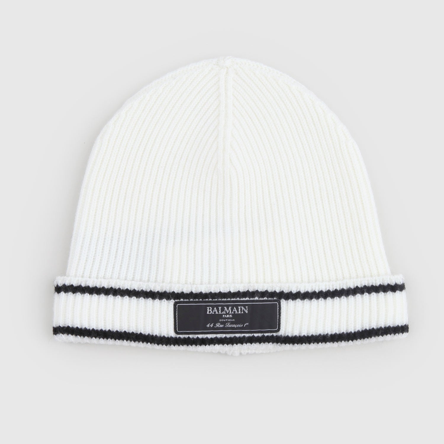 Berretto Bianco Balmain in Maglia a Coste - annameglio.com abbigliamento moda