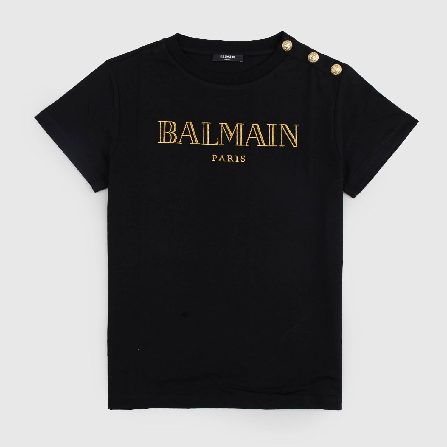 T-shirt nera con logo e bottoncini d’oro - annameglio.com abbigliamento moda