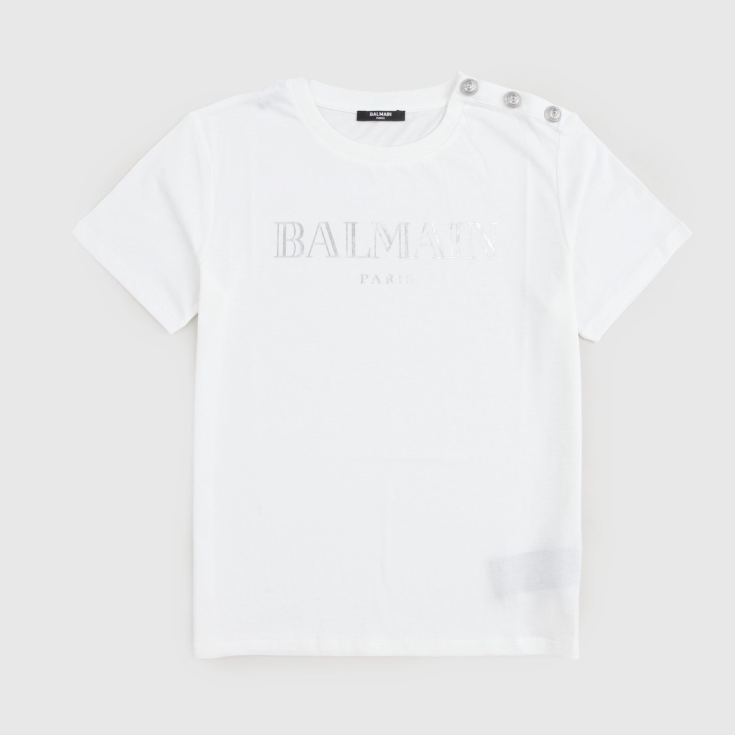 T-shirt bianca con logo e bottoni argento - annameglio.com abbigliamento moda