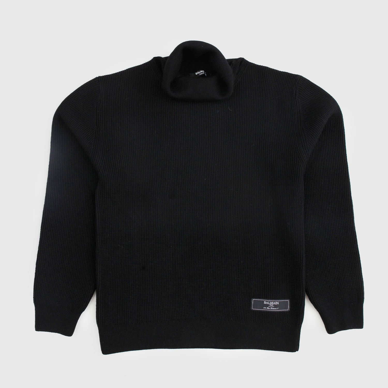 Maglia Nera a Collo Alto in Lana con Logo - annameglio.com abbigliamento moda