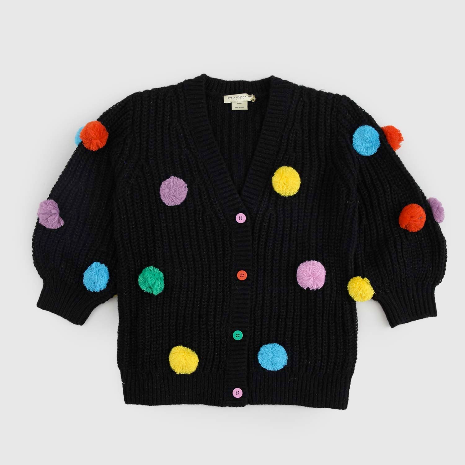 Cardigan nero in lurex con pom pon multicolor - annameglio.com abbigliamento moda
