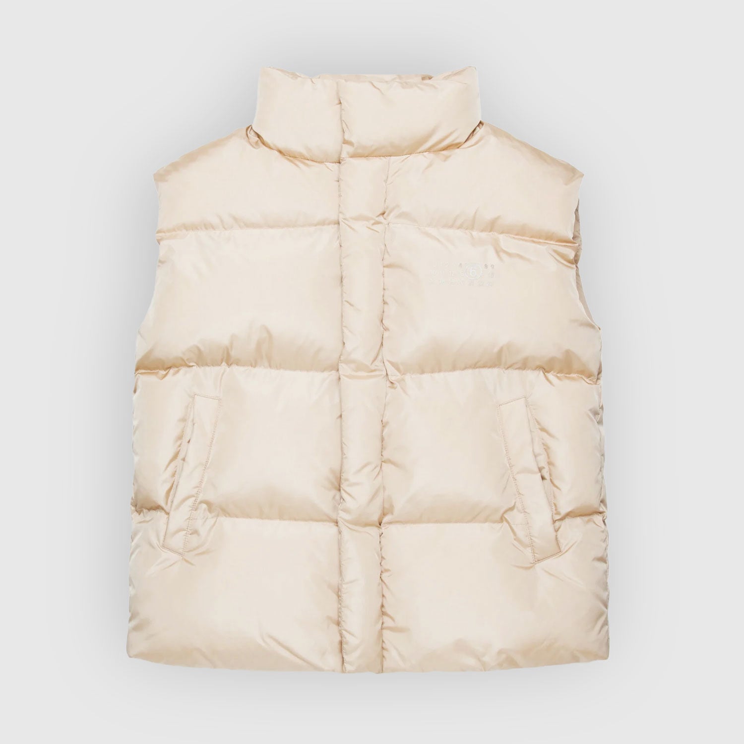 Piumino smanicato beige con logo - annameglio.com abbigliamento moda