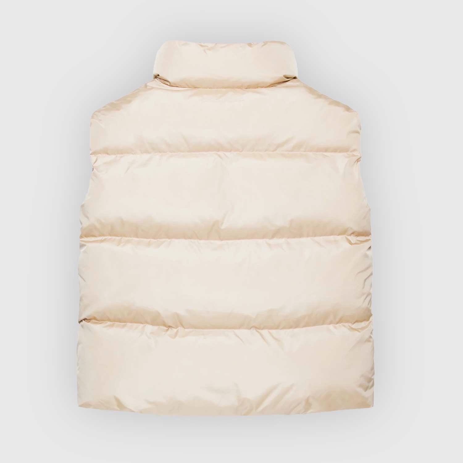 Piumino smanicato beige con logo - annameglio.com abbigliamento moda