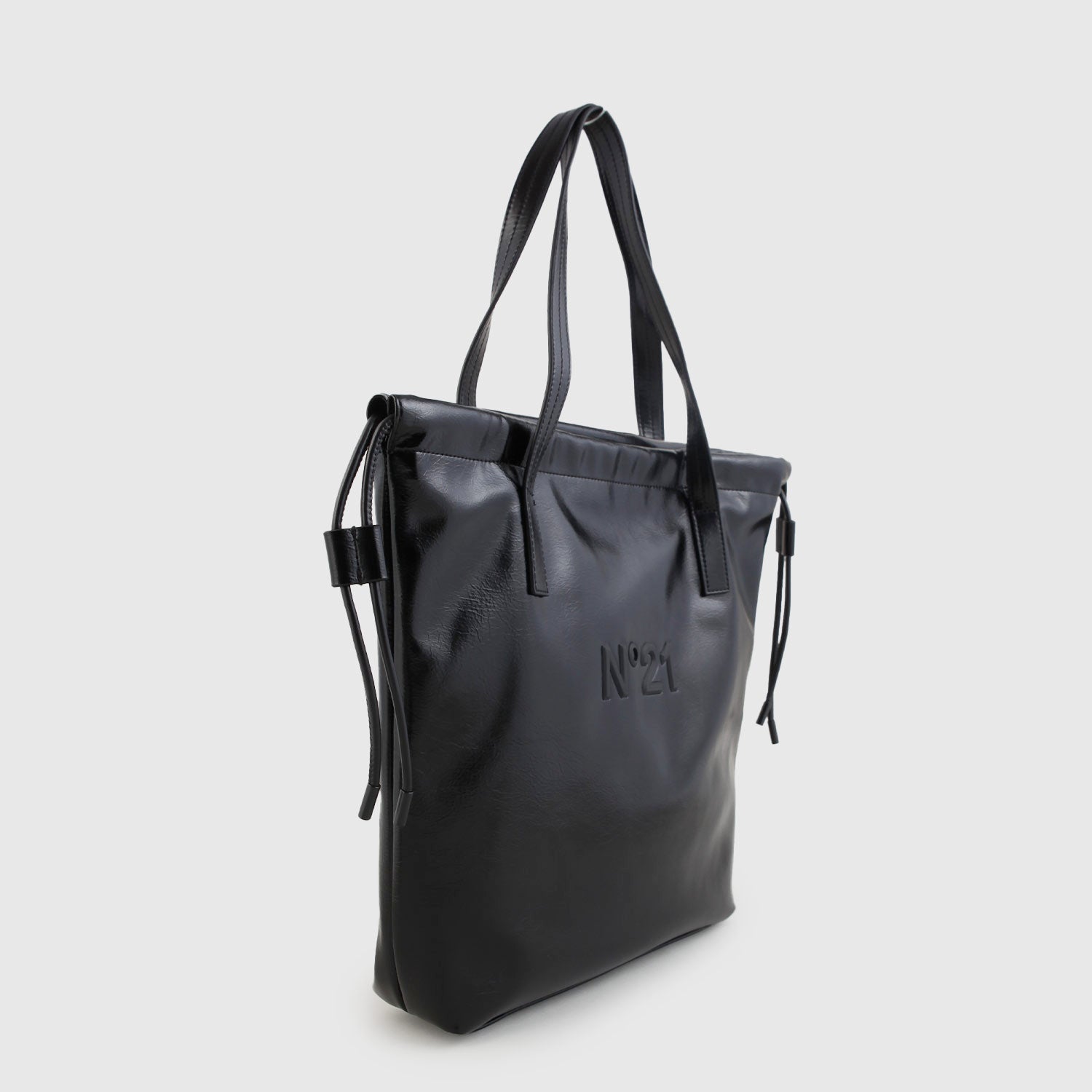 Borsa nera tote in eco pelle martellata - annameglio.com abbigliamento moda