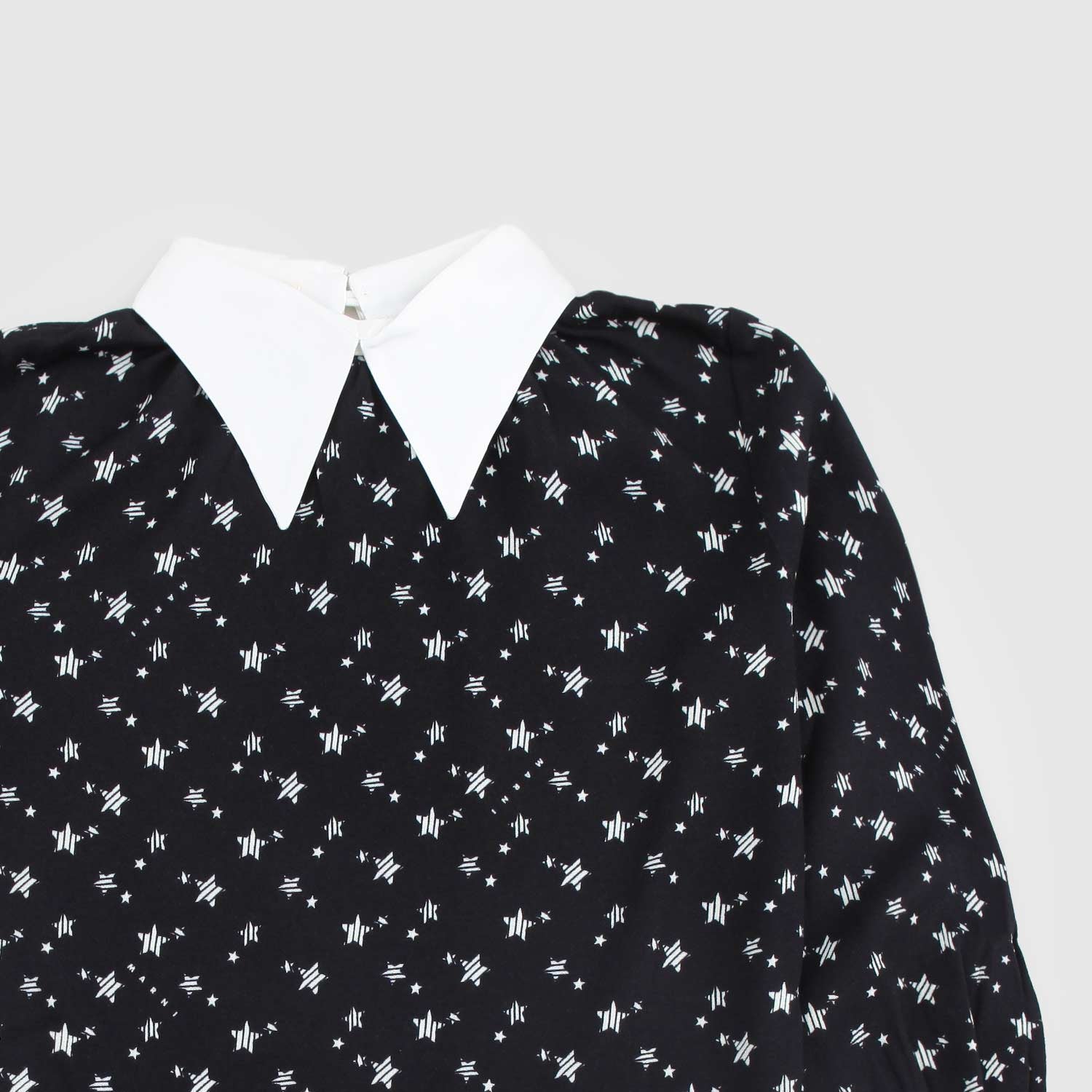 Abito nero con stampa e colletto in contrasto - annameglio.com abbigliamento moda