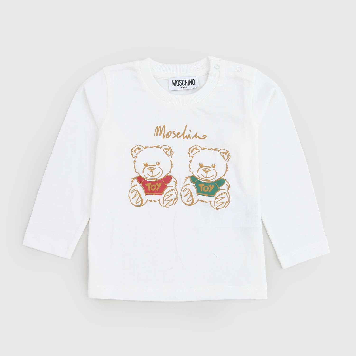 T-shirt bianca con stampa Teddy Tricolore - annameglio.com abbigliamento moda