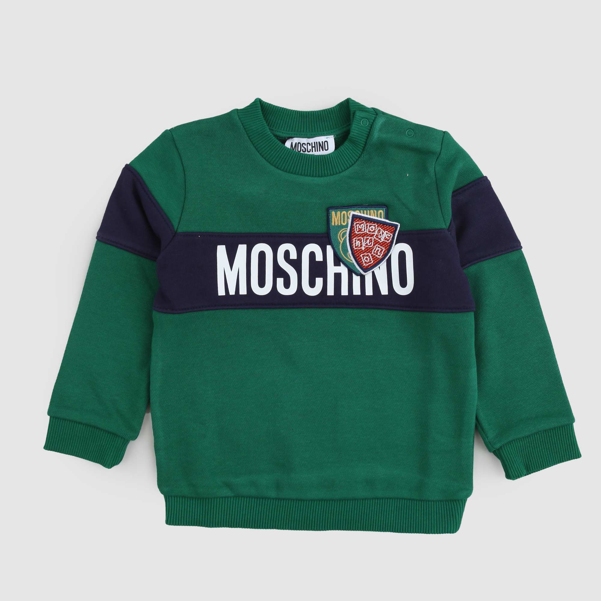 Felpa Verde E Blu Firmata Moschino - annameglio.com abbigliamento moda